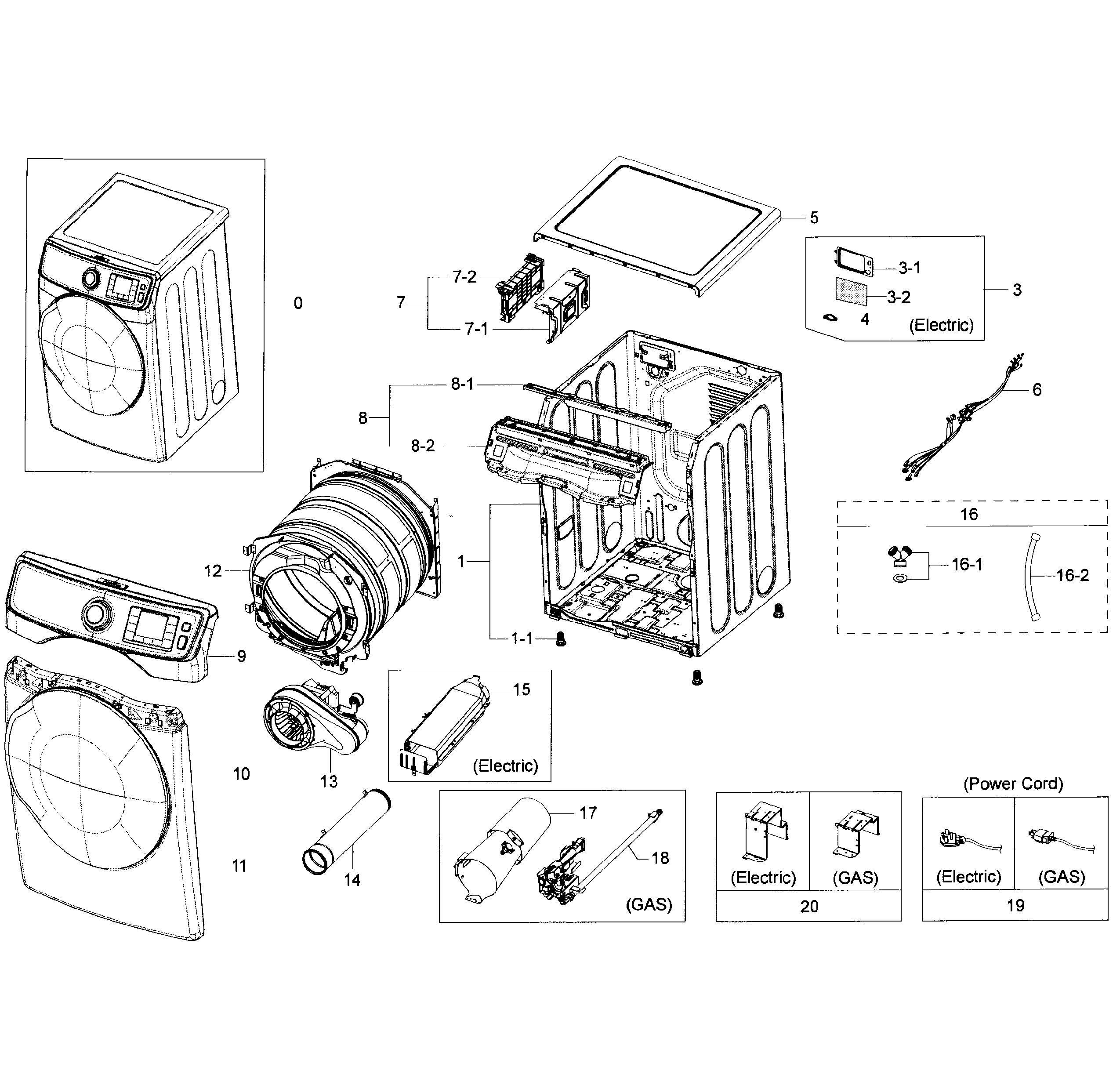 Samsung DV50K7500EW/A3-01 main asy diagram