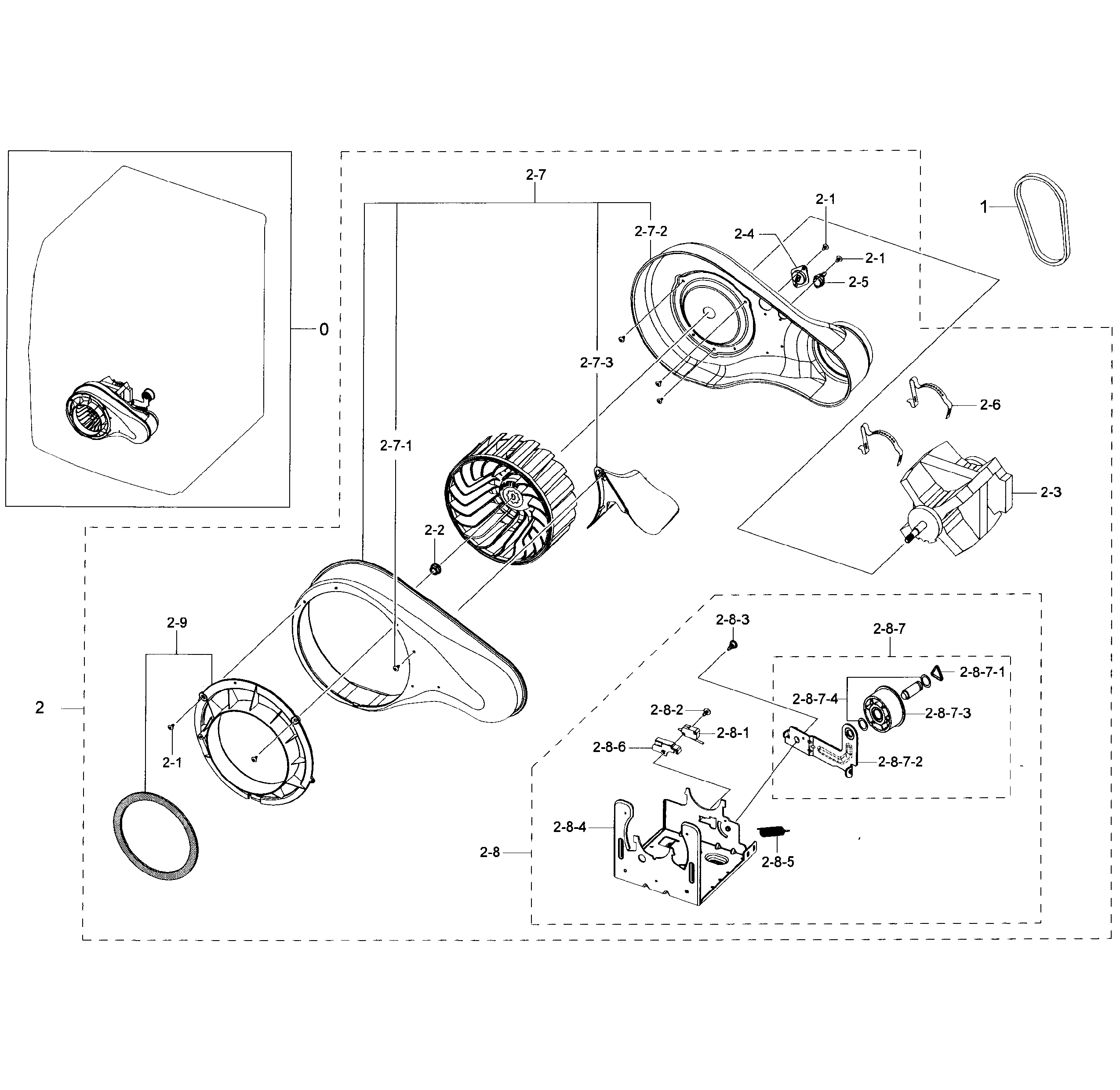 Samsung DV50K7500EW/A3-01 motor duct diagram