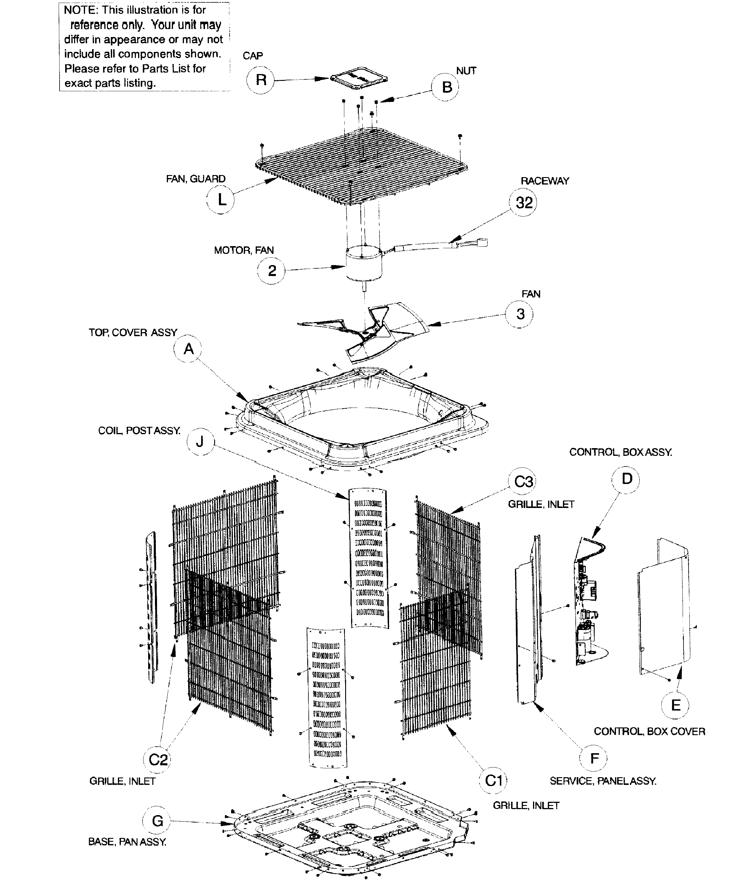 ICP C4A324GKD100 cabinet assy diagram