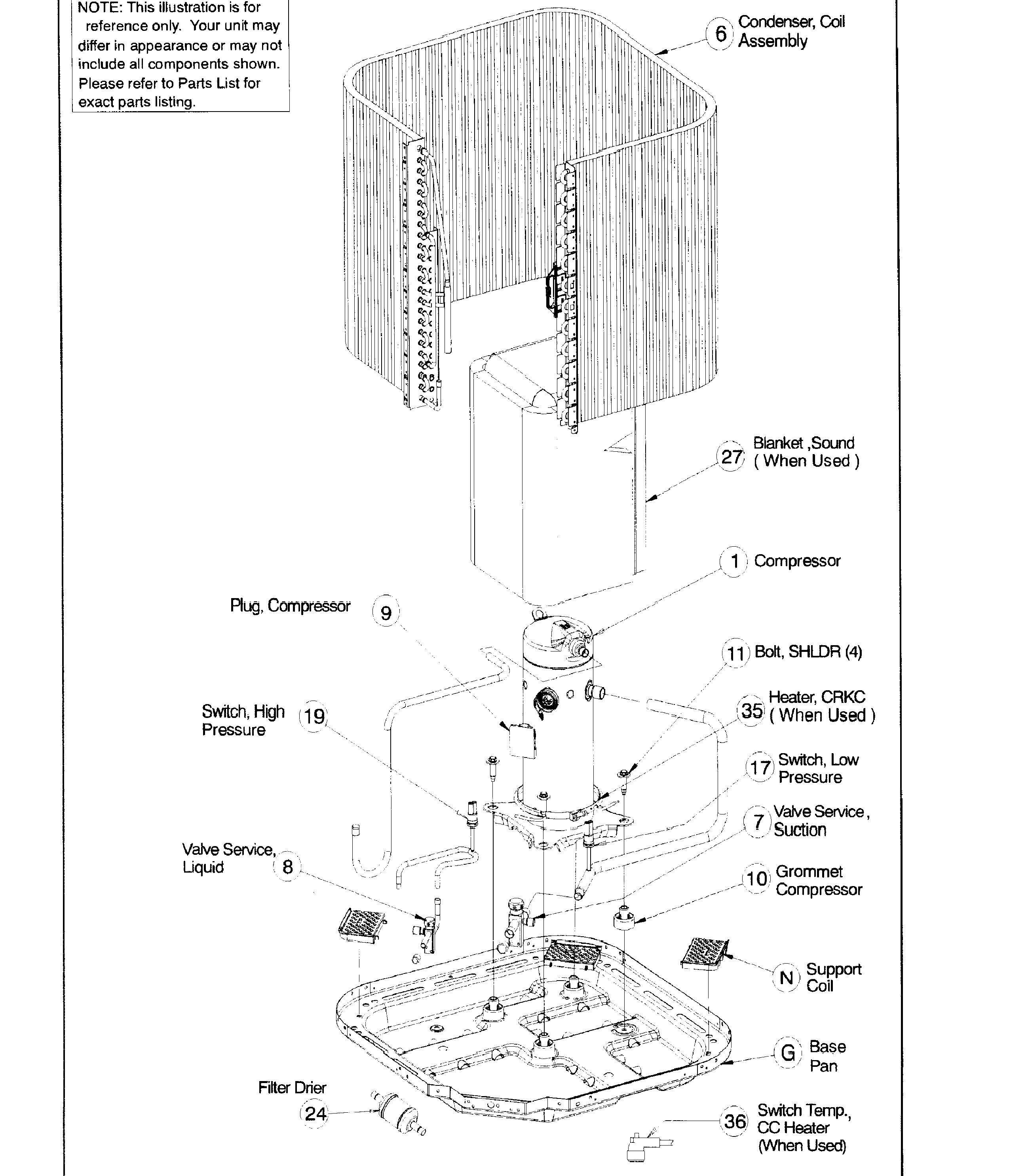ICP C4A324GKD100 compressor assy diagram