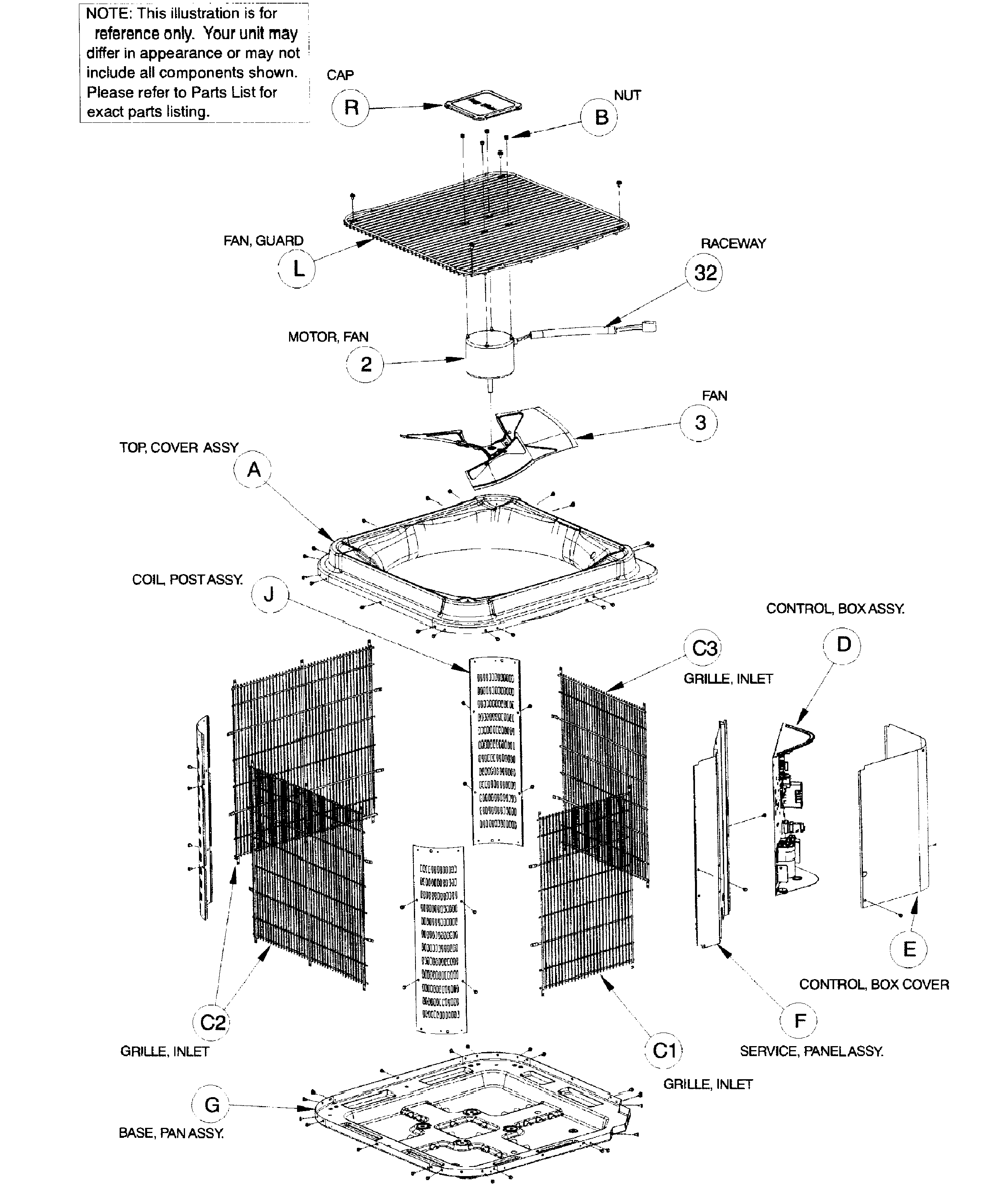 ICP C4A336GKD100 cabinet assy diagram