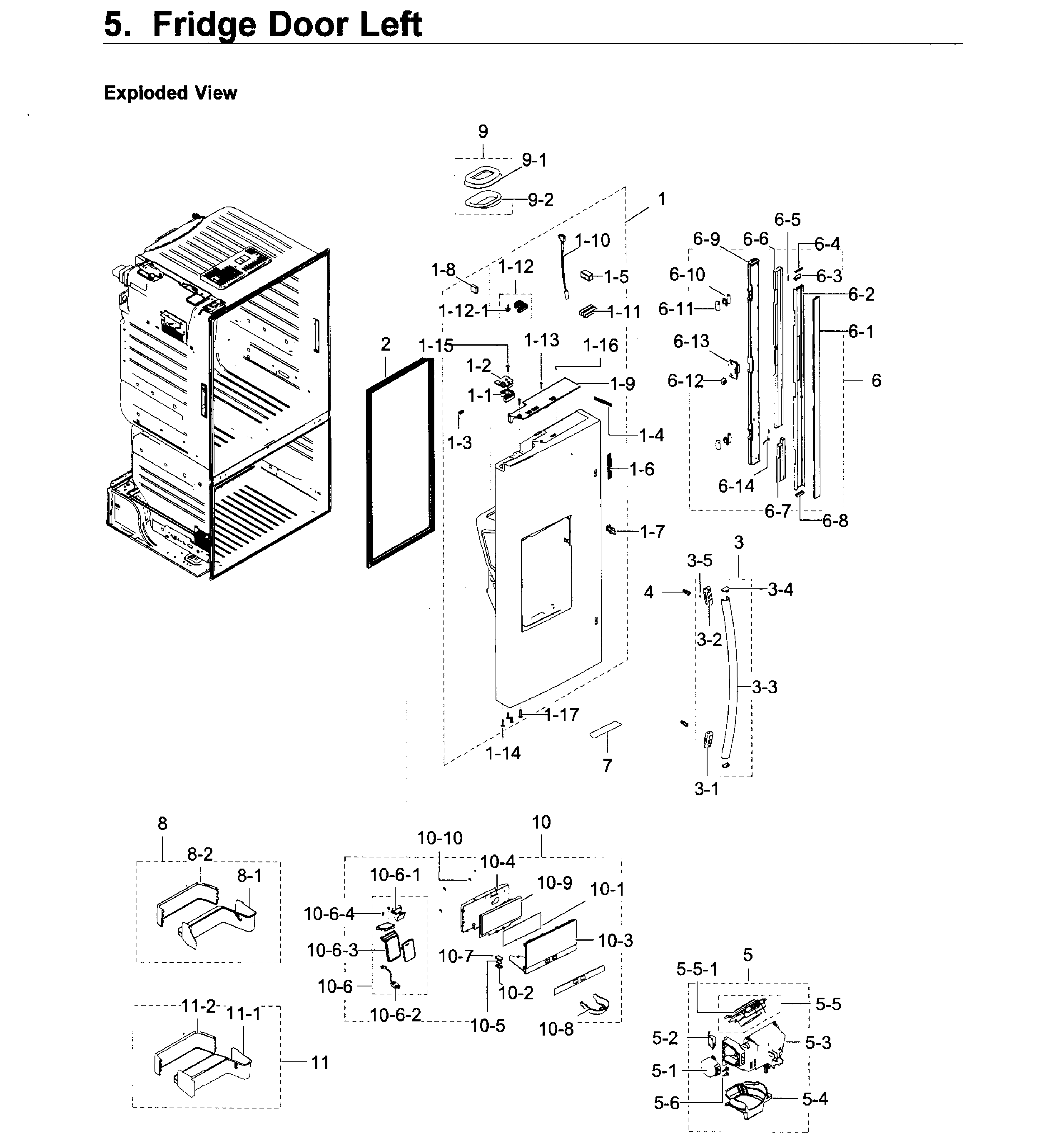 Samsung RF23HCEDBSR/AA-10 fridge door l diagram