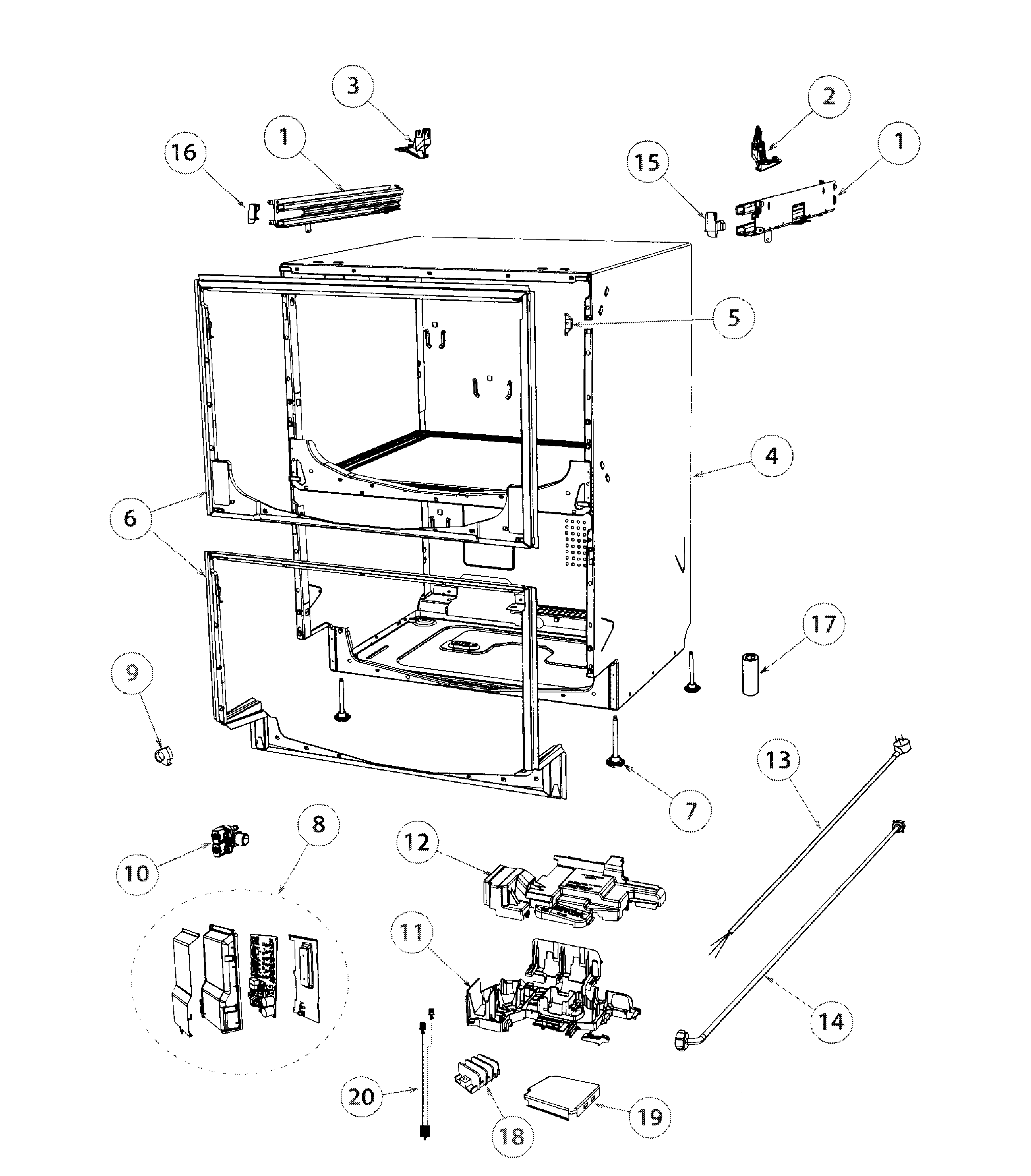 Fisher & Paykel DD24DAX8-99657-A cabinet diagram