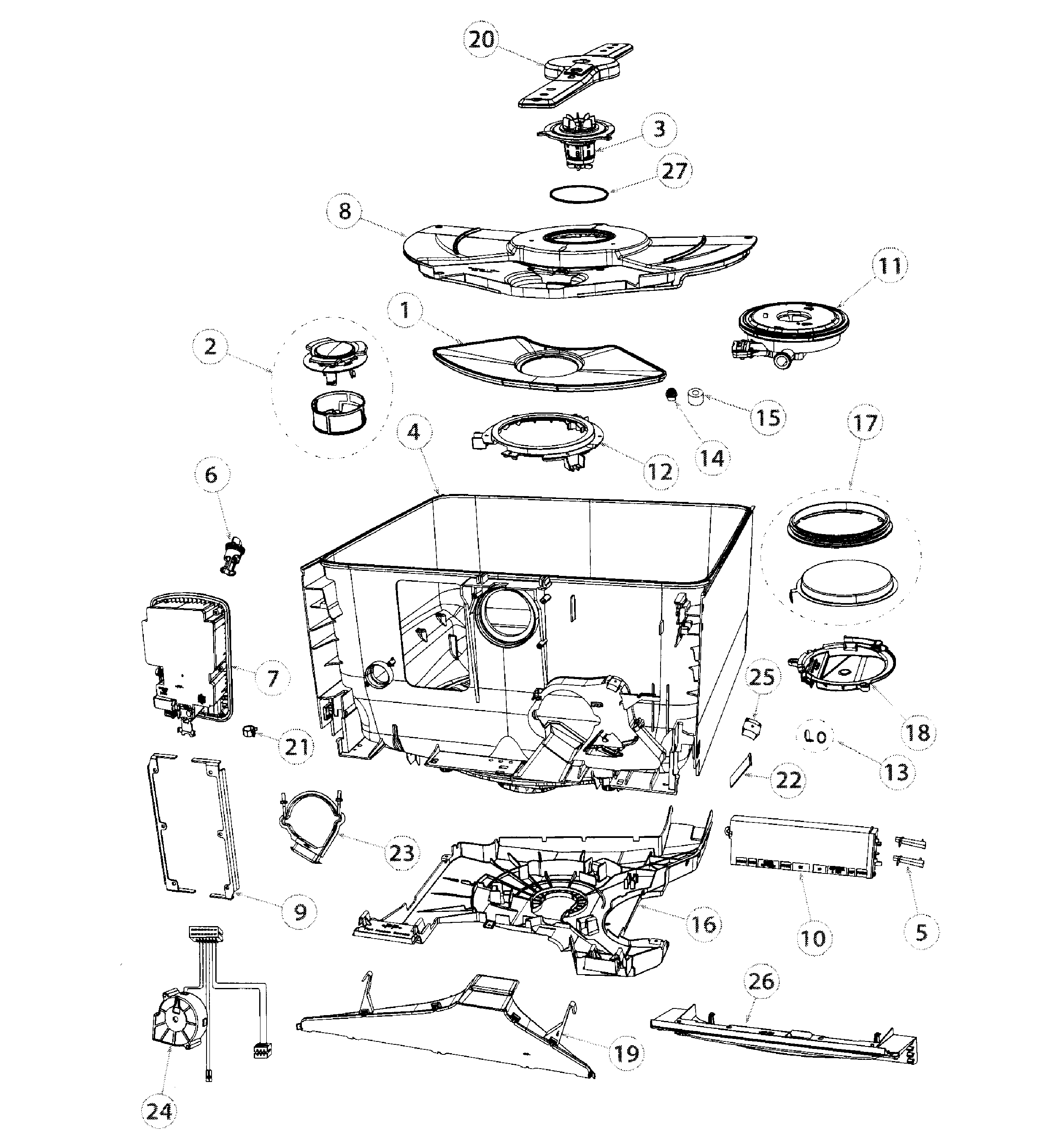 Fisher & Paykel DD24DAX8-99657-A tub asy diagram
