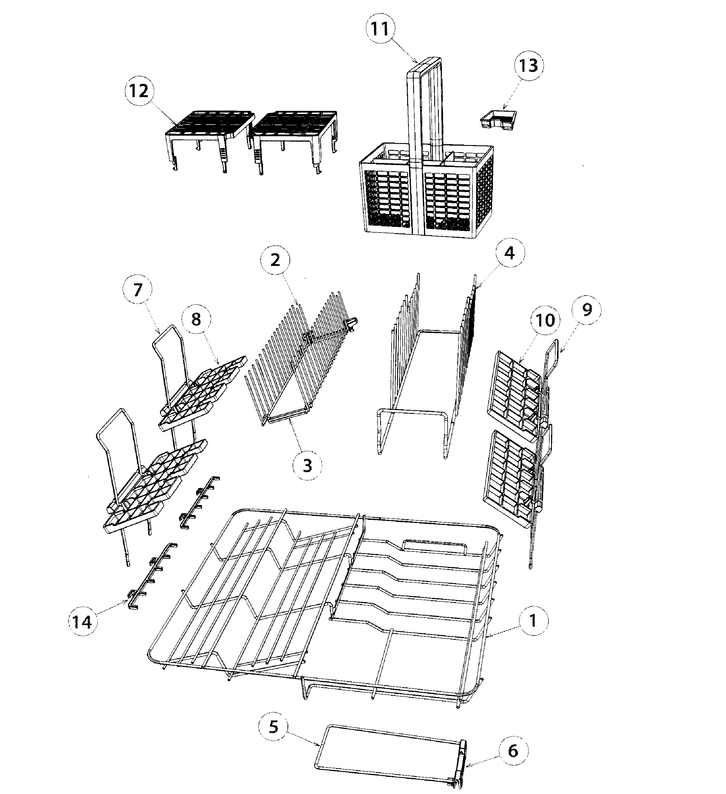 Fisher & Paykel DD24DAX8-99657-A basket & racks diagram