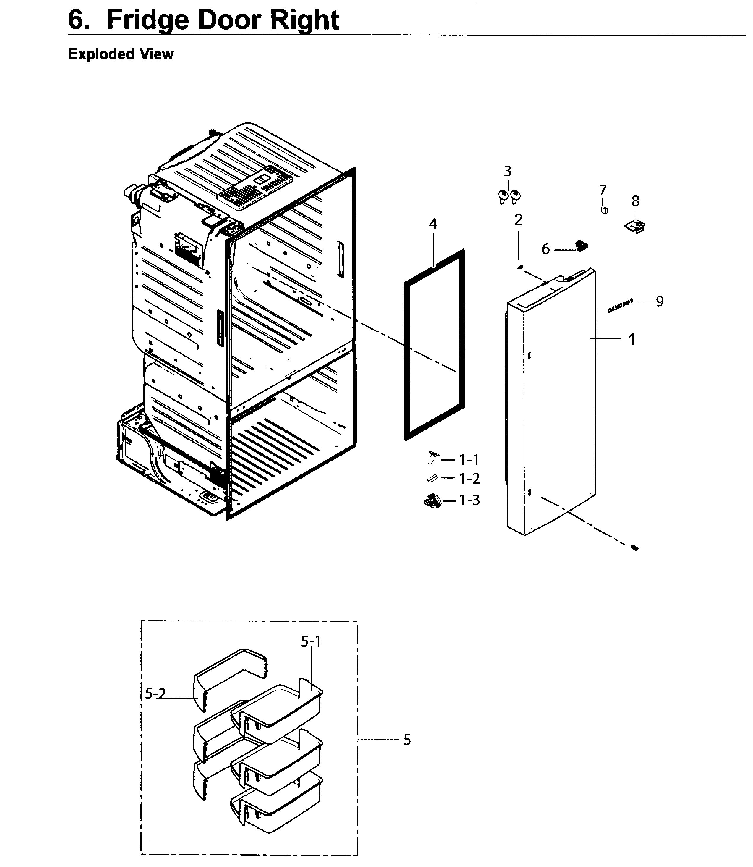 Samsung RF26J7500SR/AA-01 fridge door r diagram