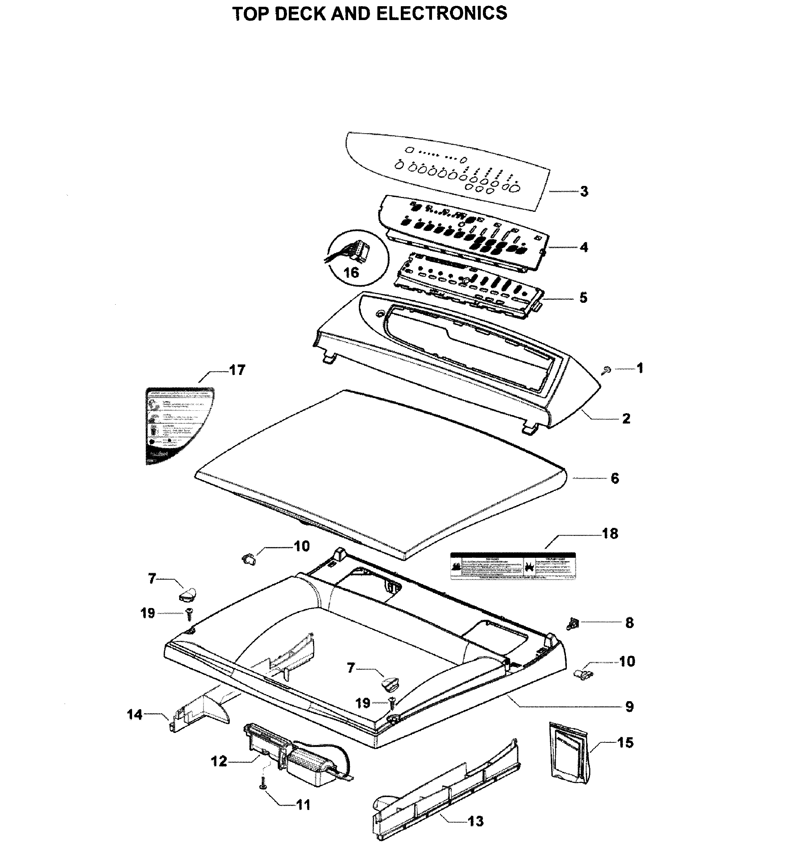 Fisher & Paykel DEGX1-96010-A top deck diagram