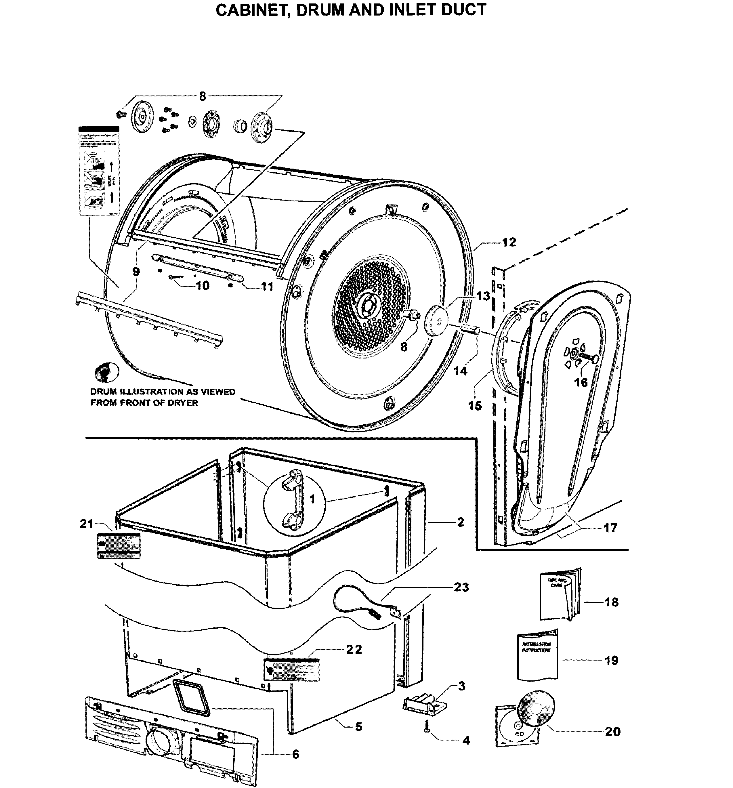 Fisher & Paykel DEGX1-96010-A cabinet, drum diagram