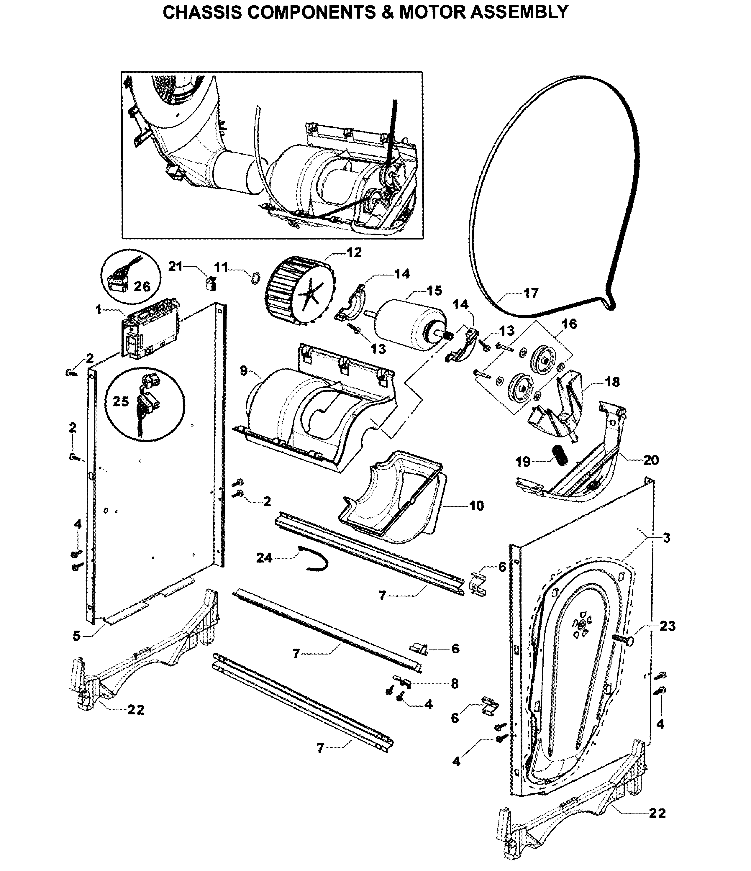 Fisher & Paykel DEGX1-96010-A chassis & motor diagram