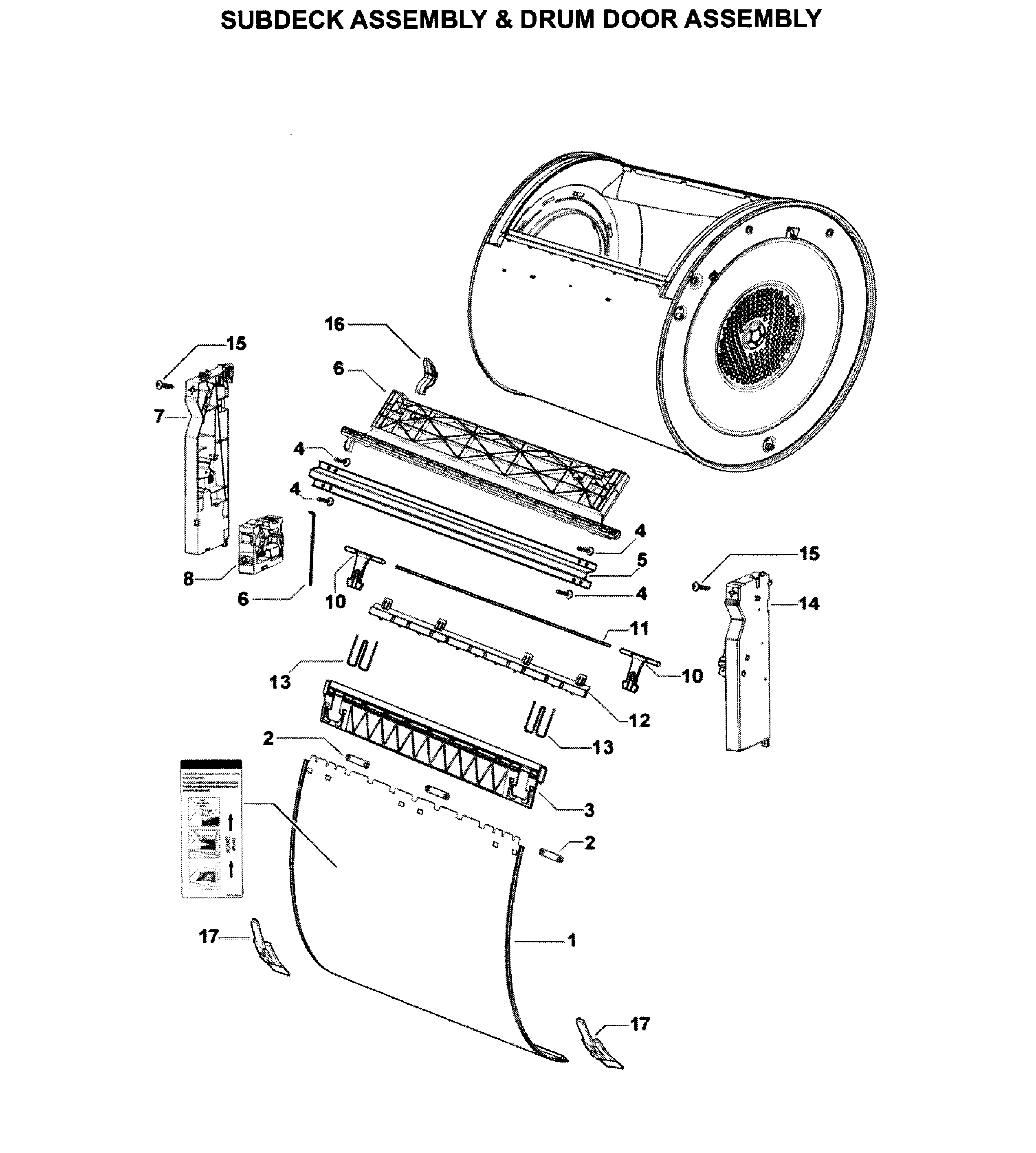 Fisher & Paykel DEGX1-96010-A subdeck & drum diagram