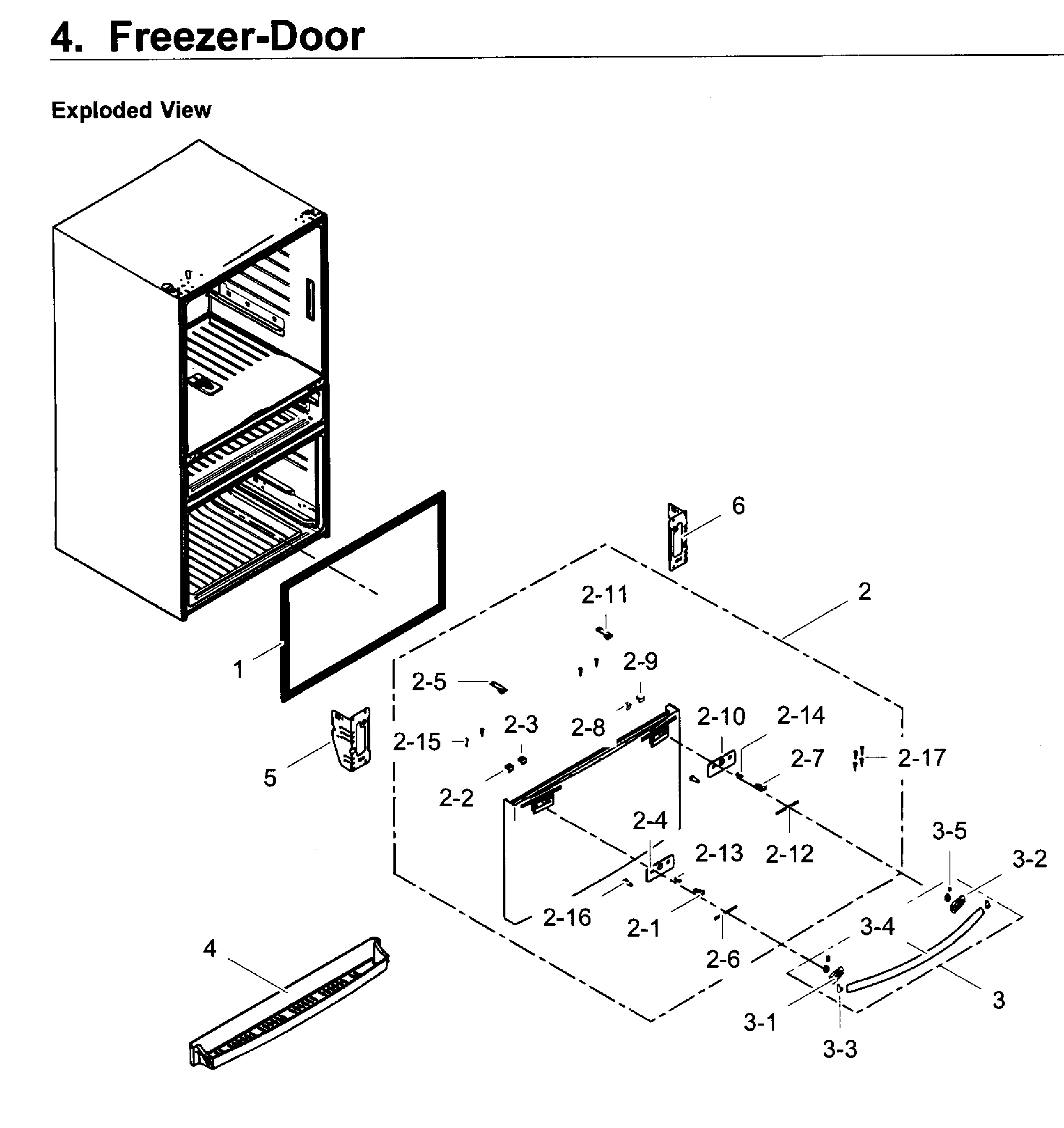 Samsung RF28JBEDBSR/AA-00 freezer door diagram