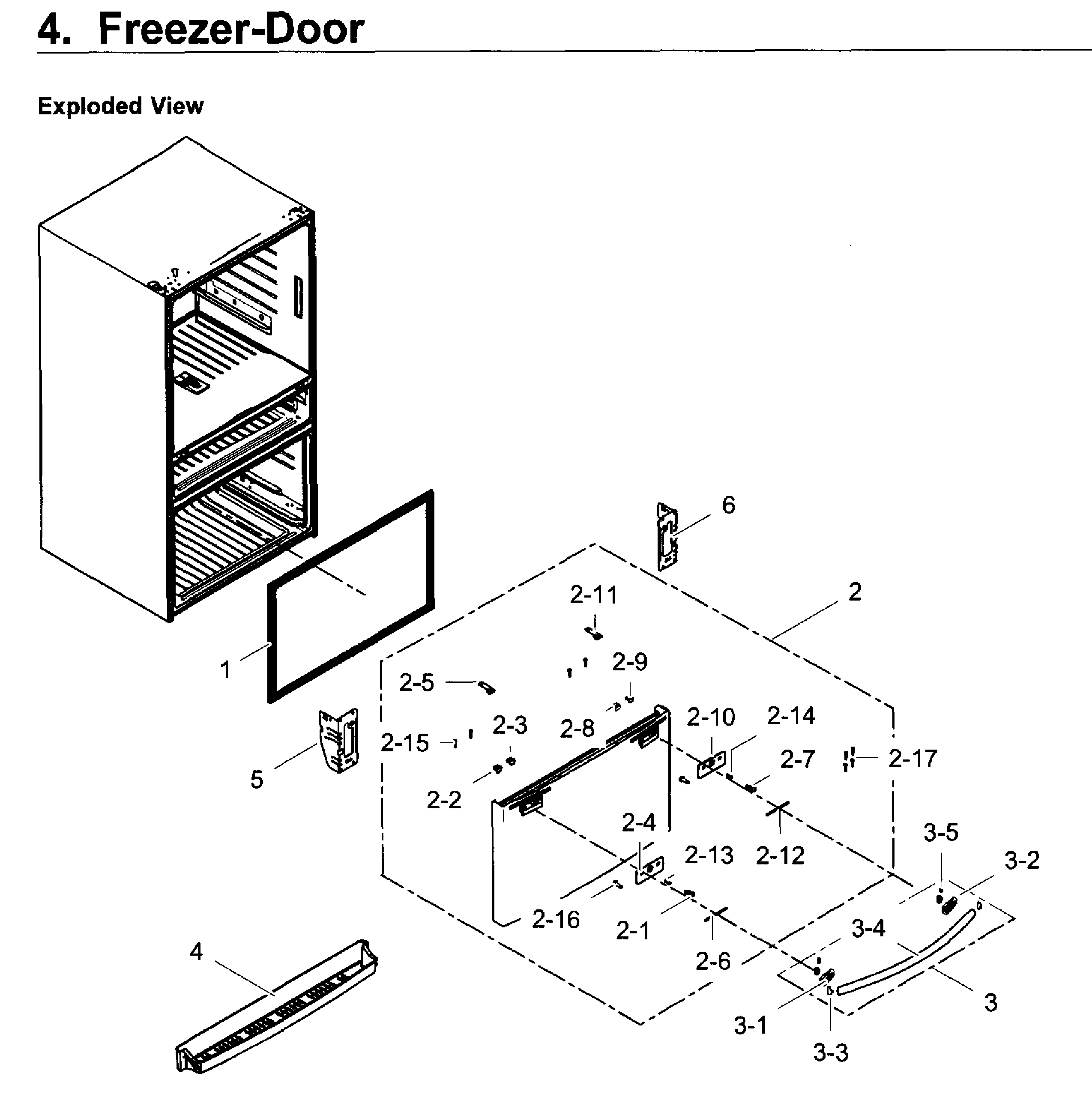 Samsung RF28JBEDBSR/AA-01 freezer door diagram