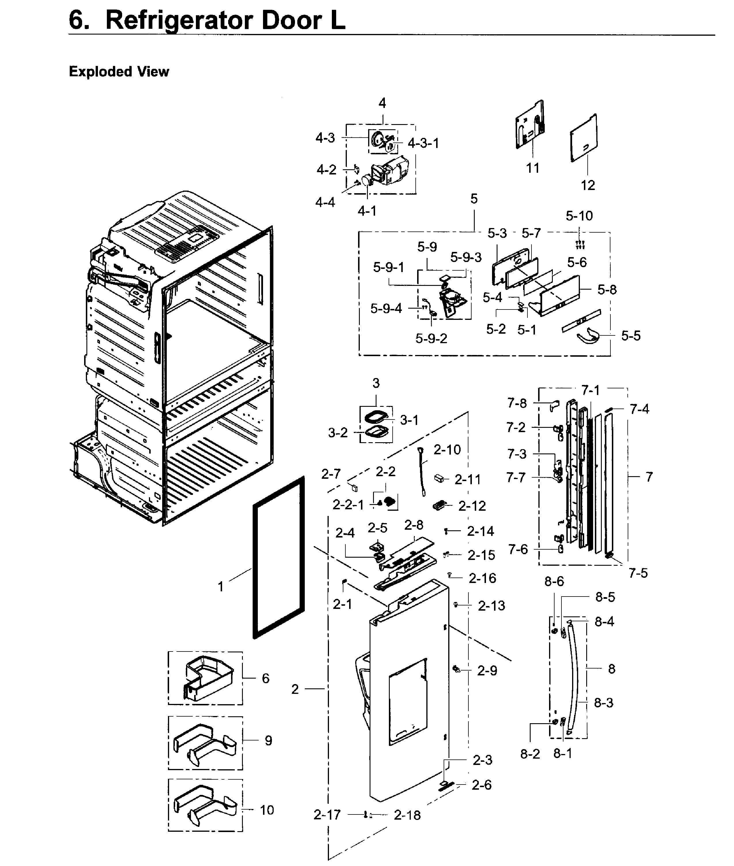 Samsung RF28JBEDBSR/AA-01 fridge door l diagram