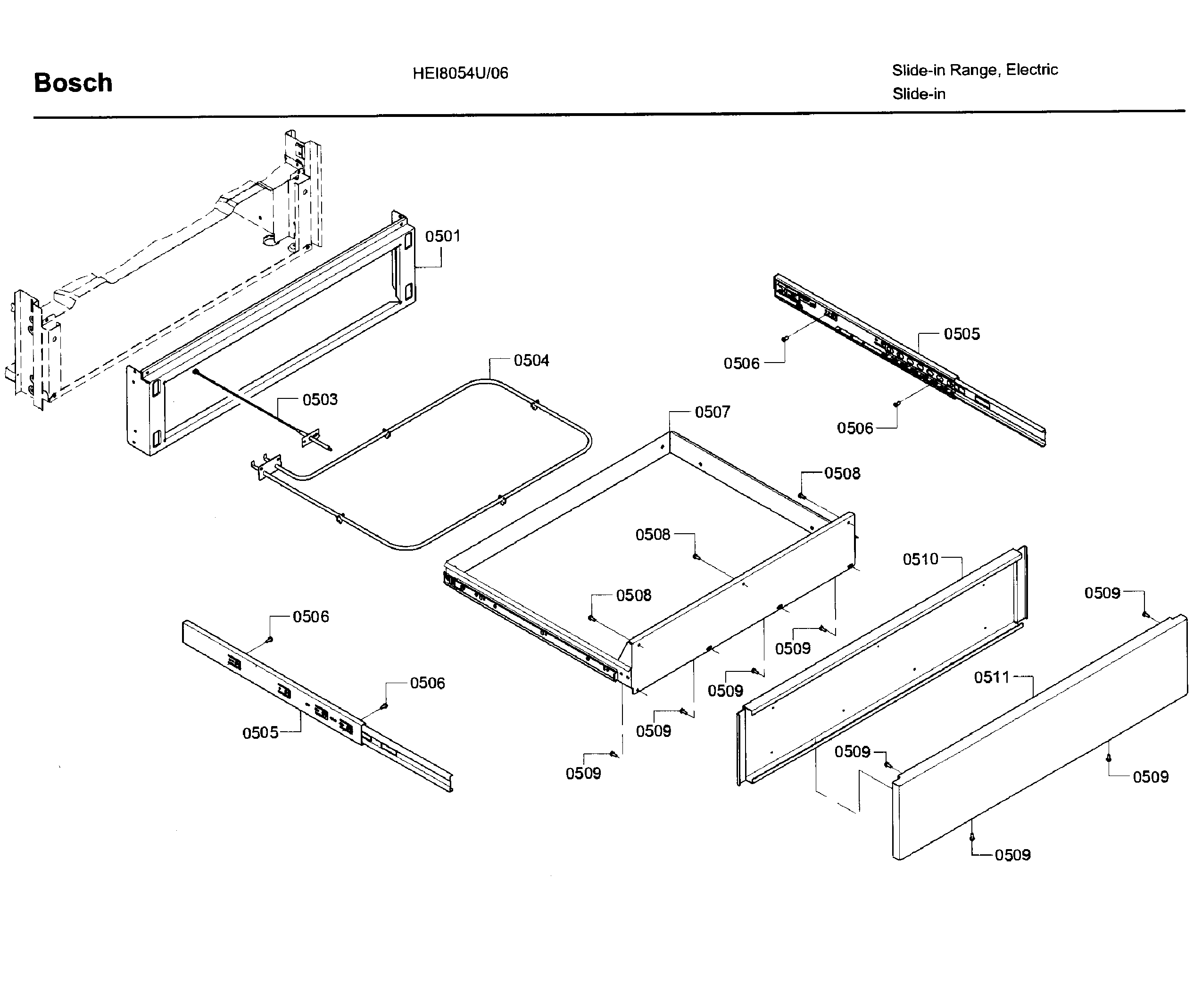 Bosch HEI8054U/06 drawer assy diagram