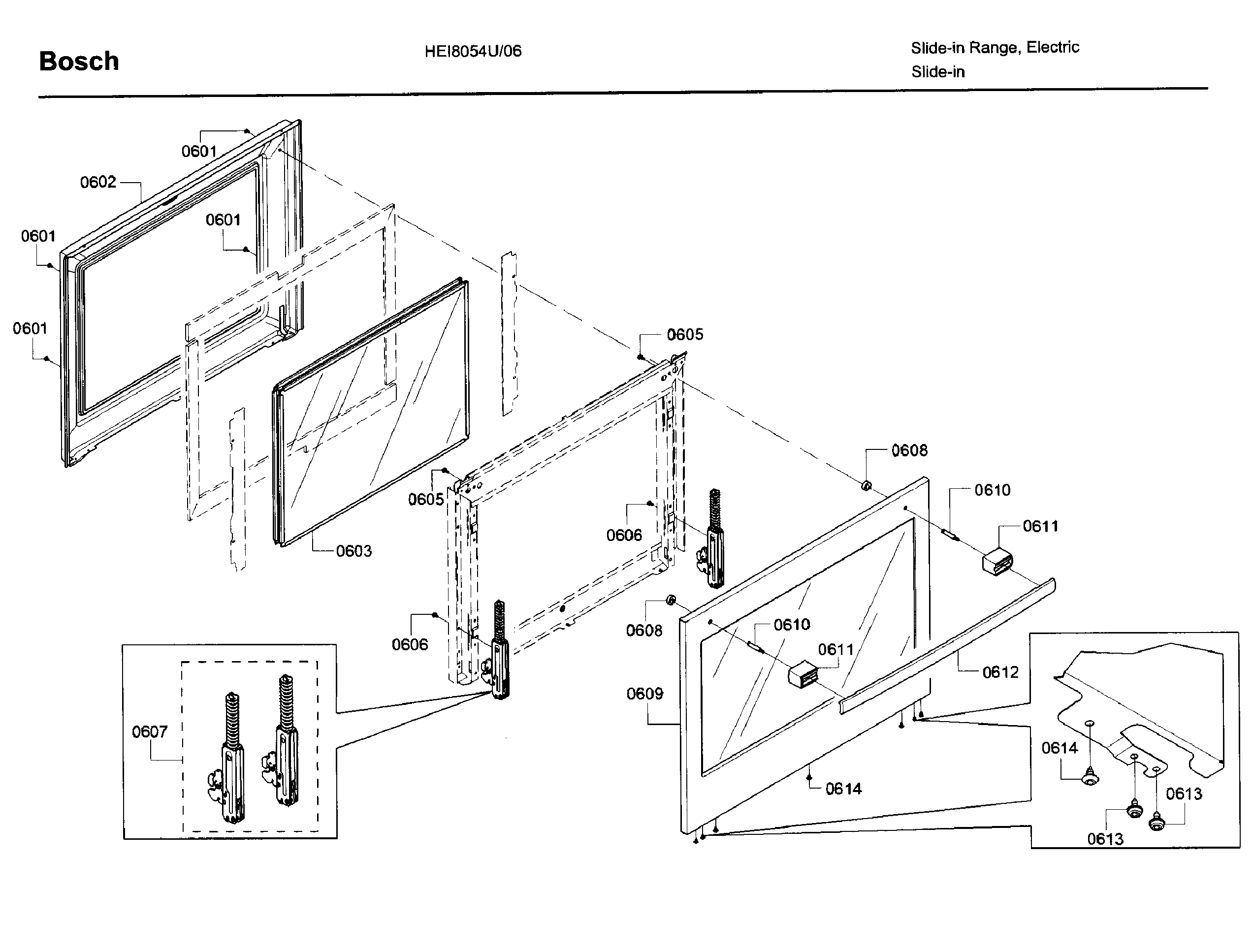 Bosch HEI8054U/06 door assy diagram