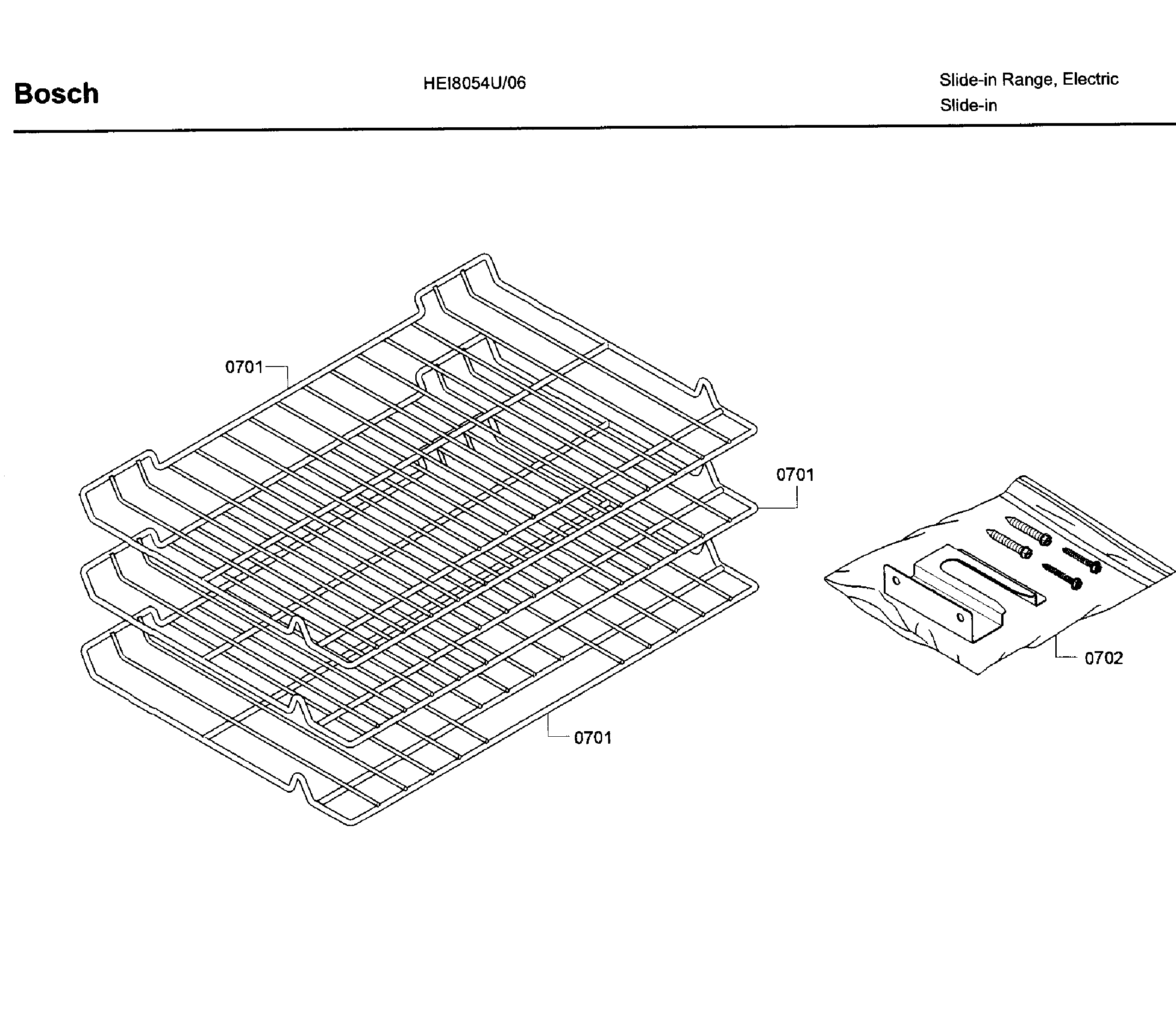 Bosch HEI8054U/06 shelfs diagram