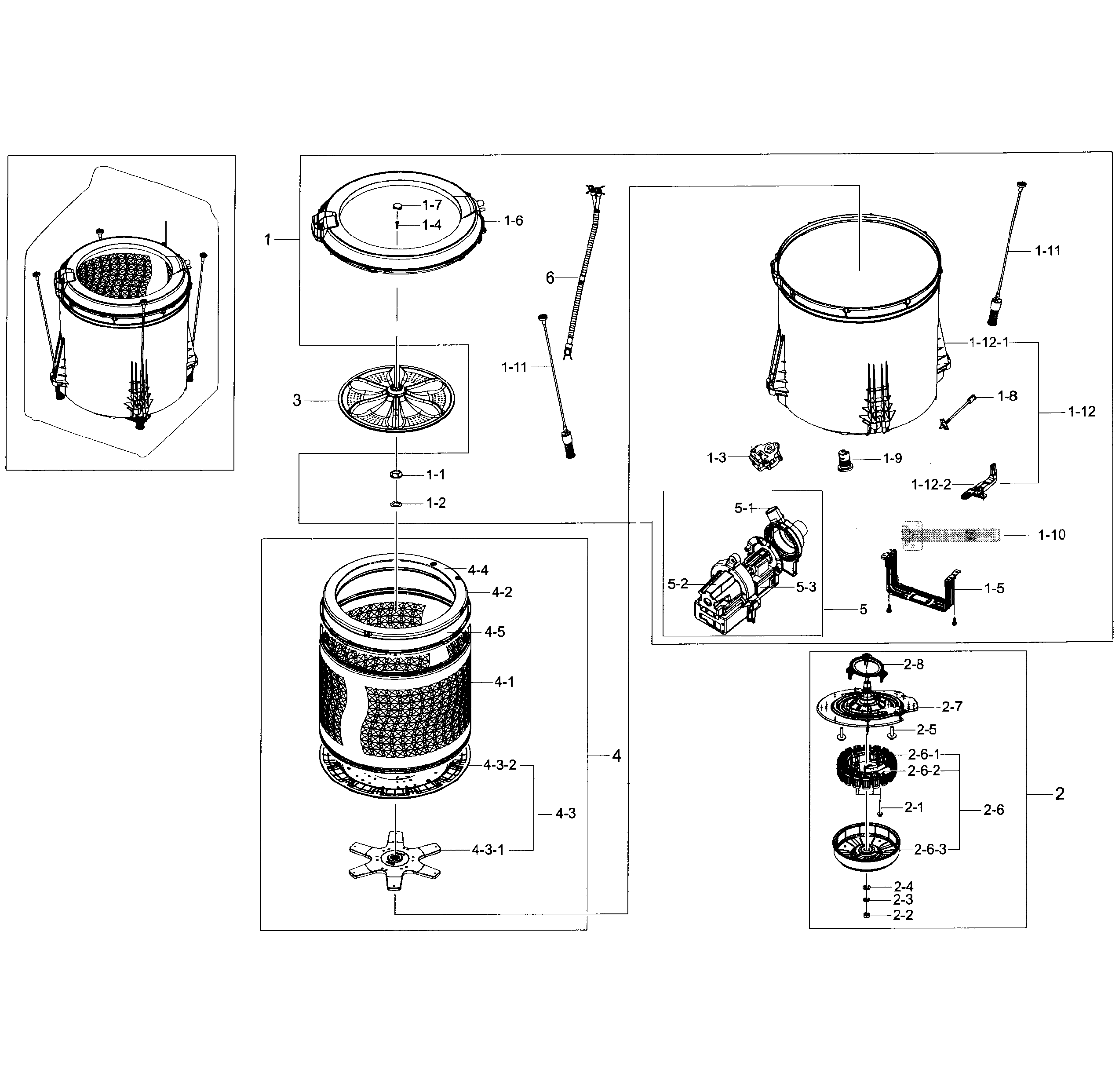 Samsung WA48H7400AP/A2-02 tub assy diagram