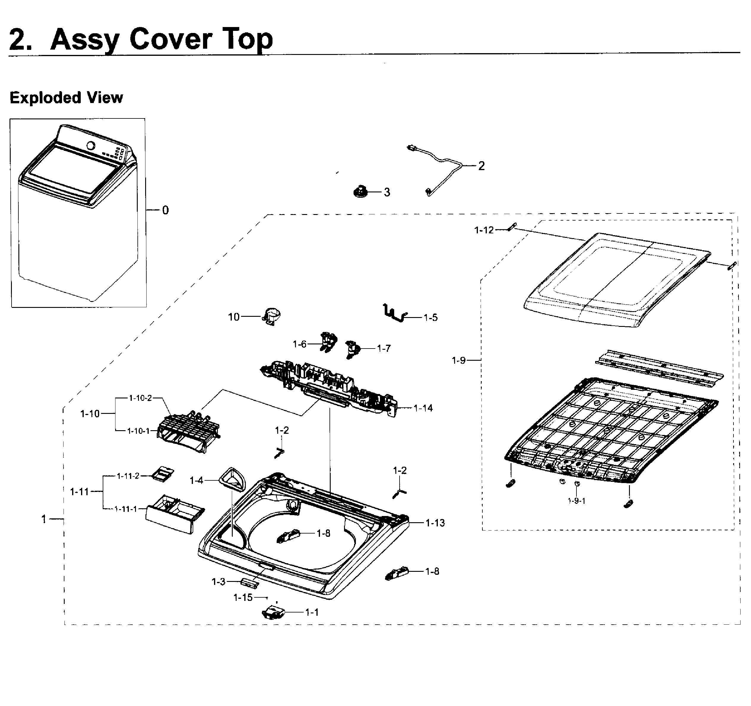 Samsung WA40J3000AW/A2-11 cover-top diagram