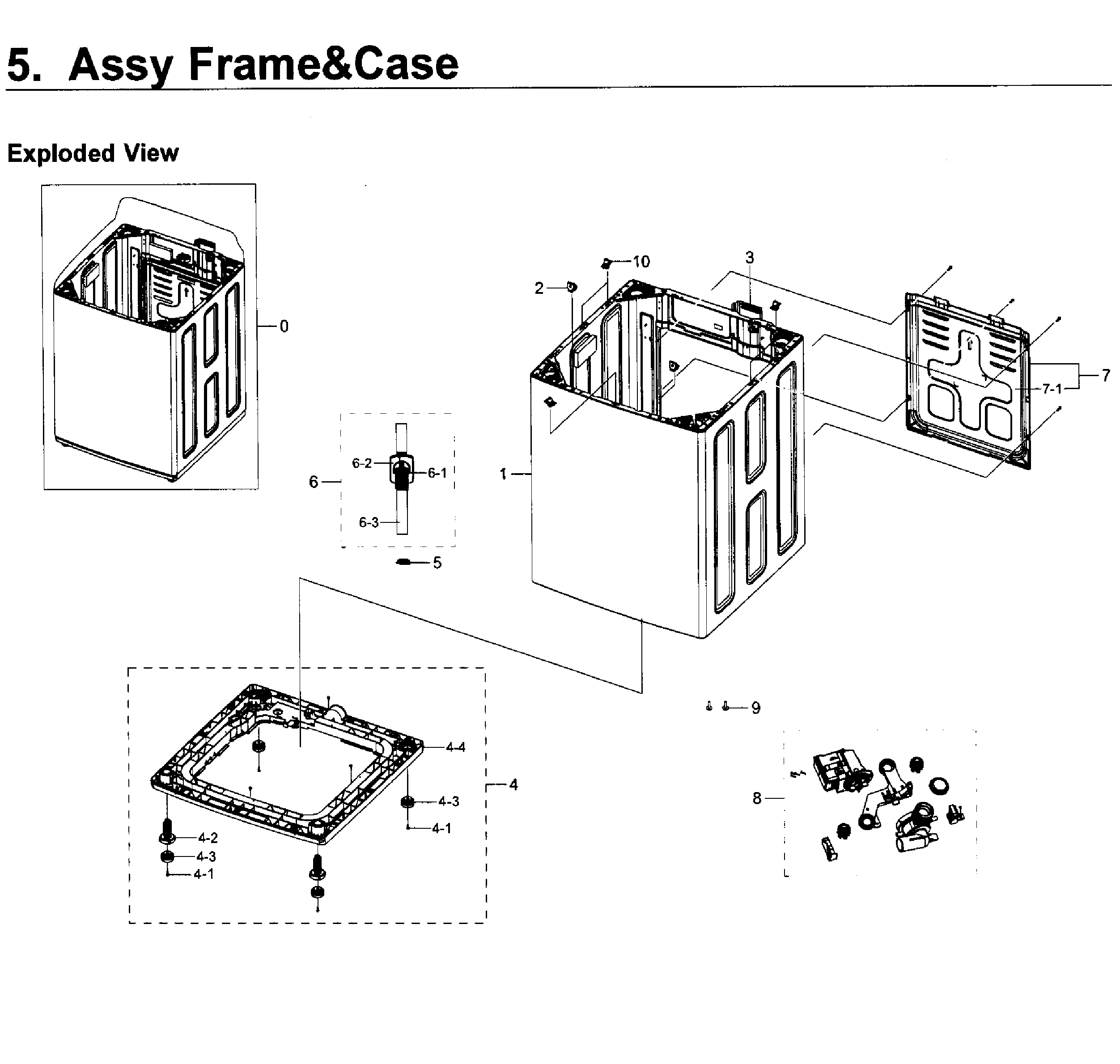 Samsung WA40J3000AW/A2-11 frame & case diagram