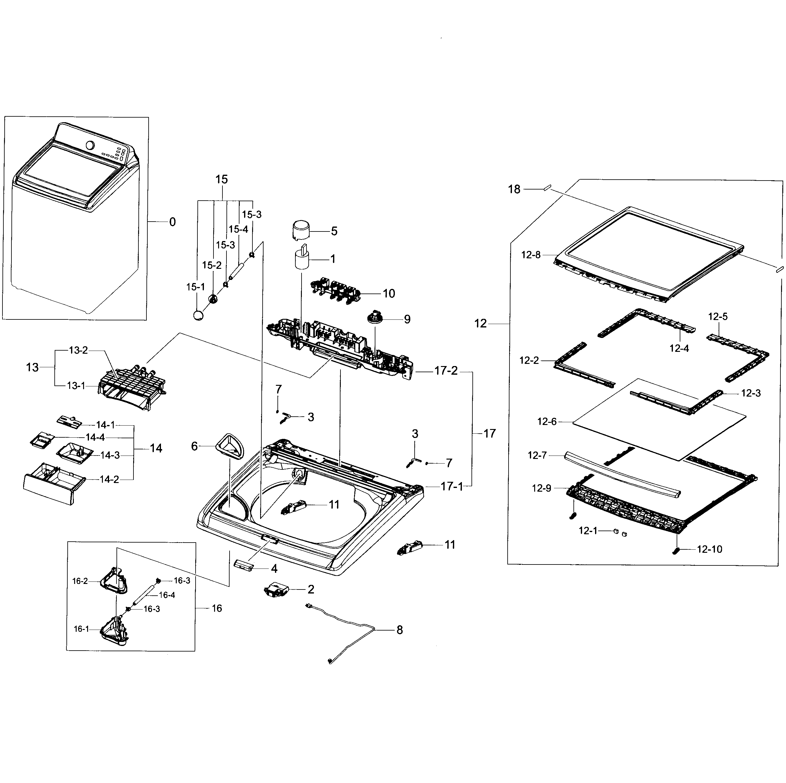 Samsung WA48H7400AW/A2-02 cover-top diagram