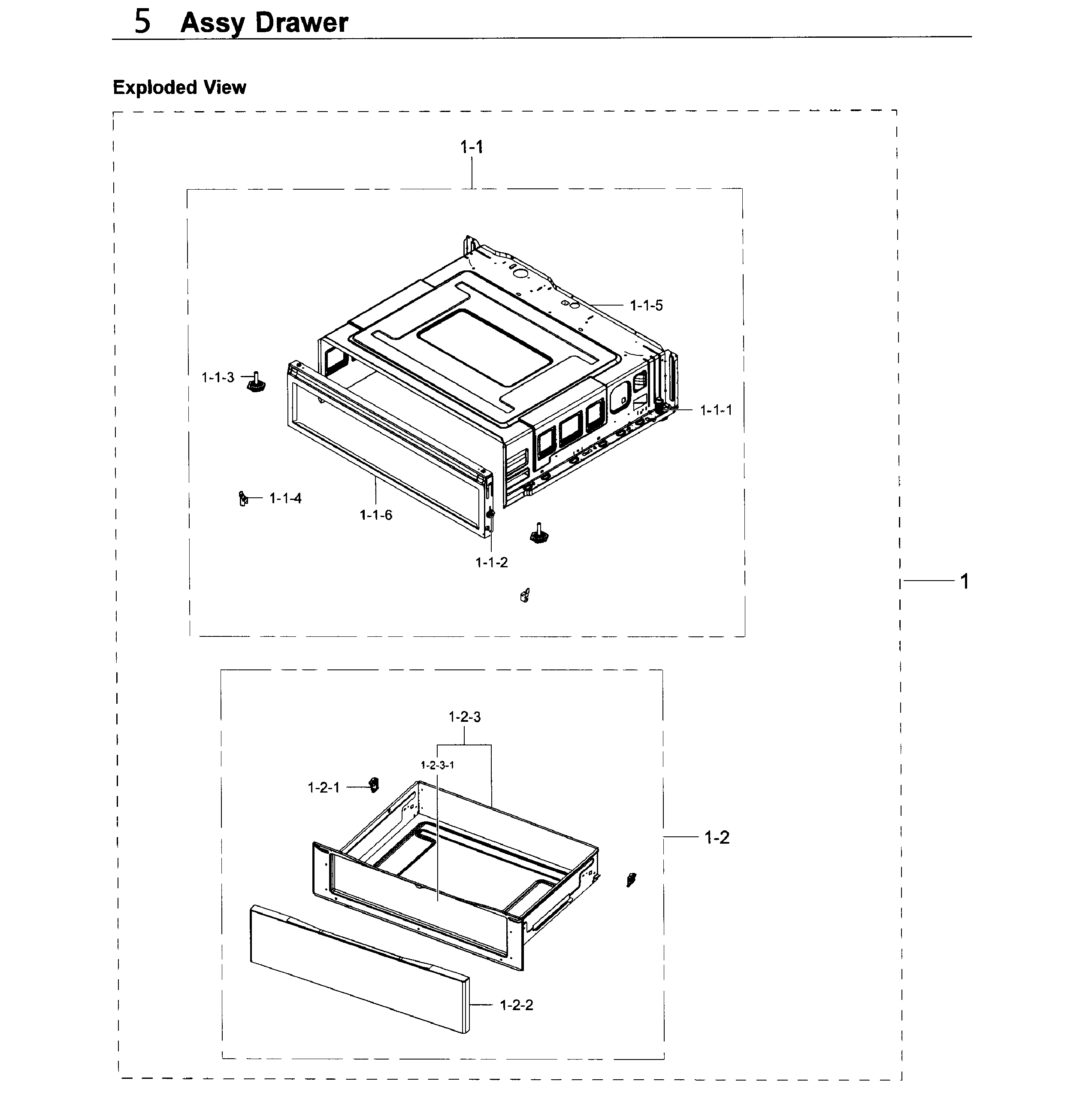 Samsung NE59J3420SS/AA-05 drawer diagram