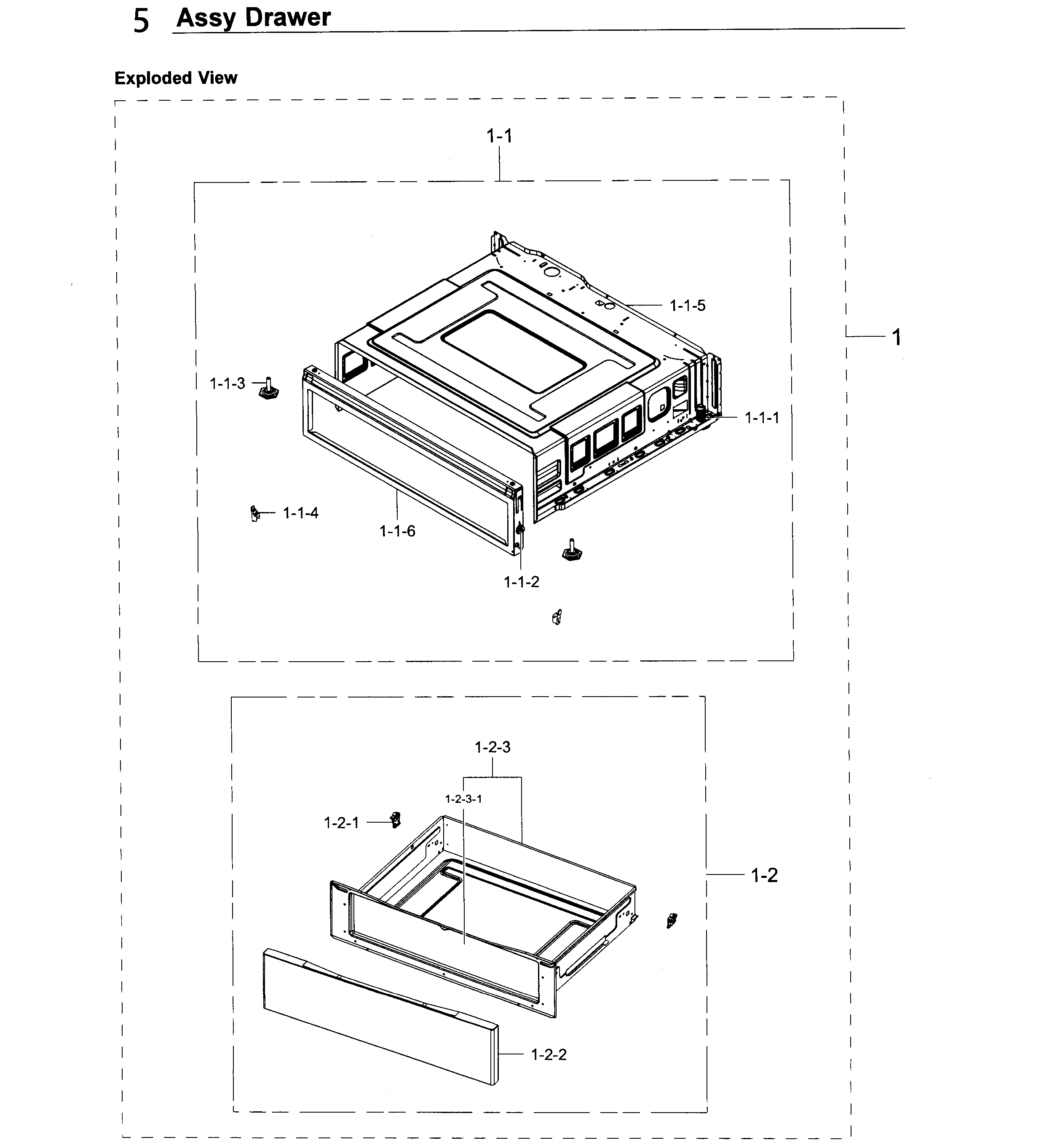Samsung NE59J3420SW/AA-05 drawer diagram