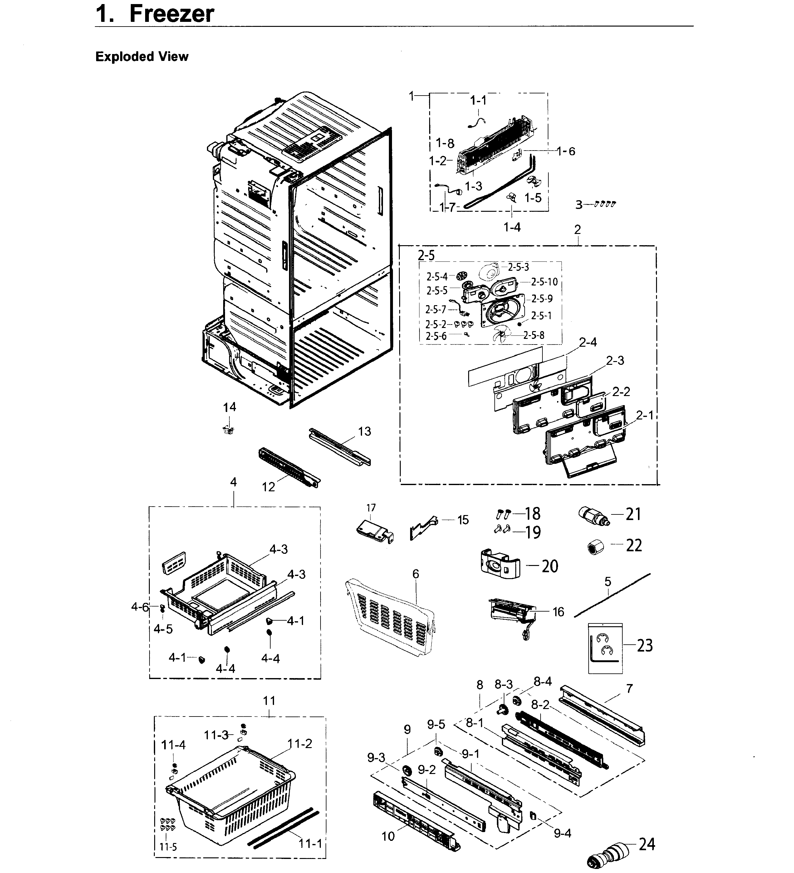 Samsung RF263BEAEWW/AA-00 freezer / icemaker diagram