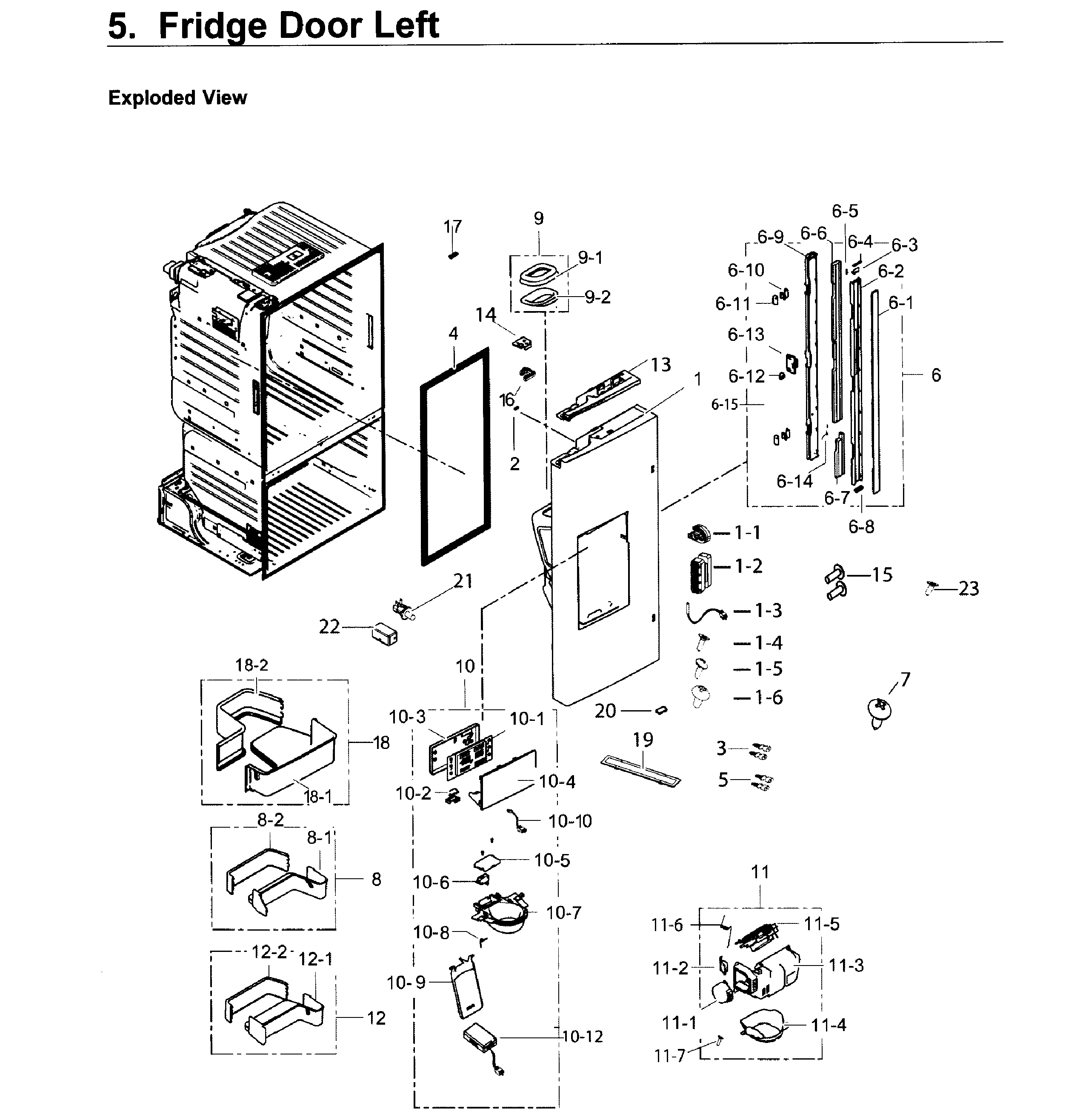 Samsung RF263BEAEWW/AA-00 fridge door l diagram