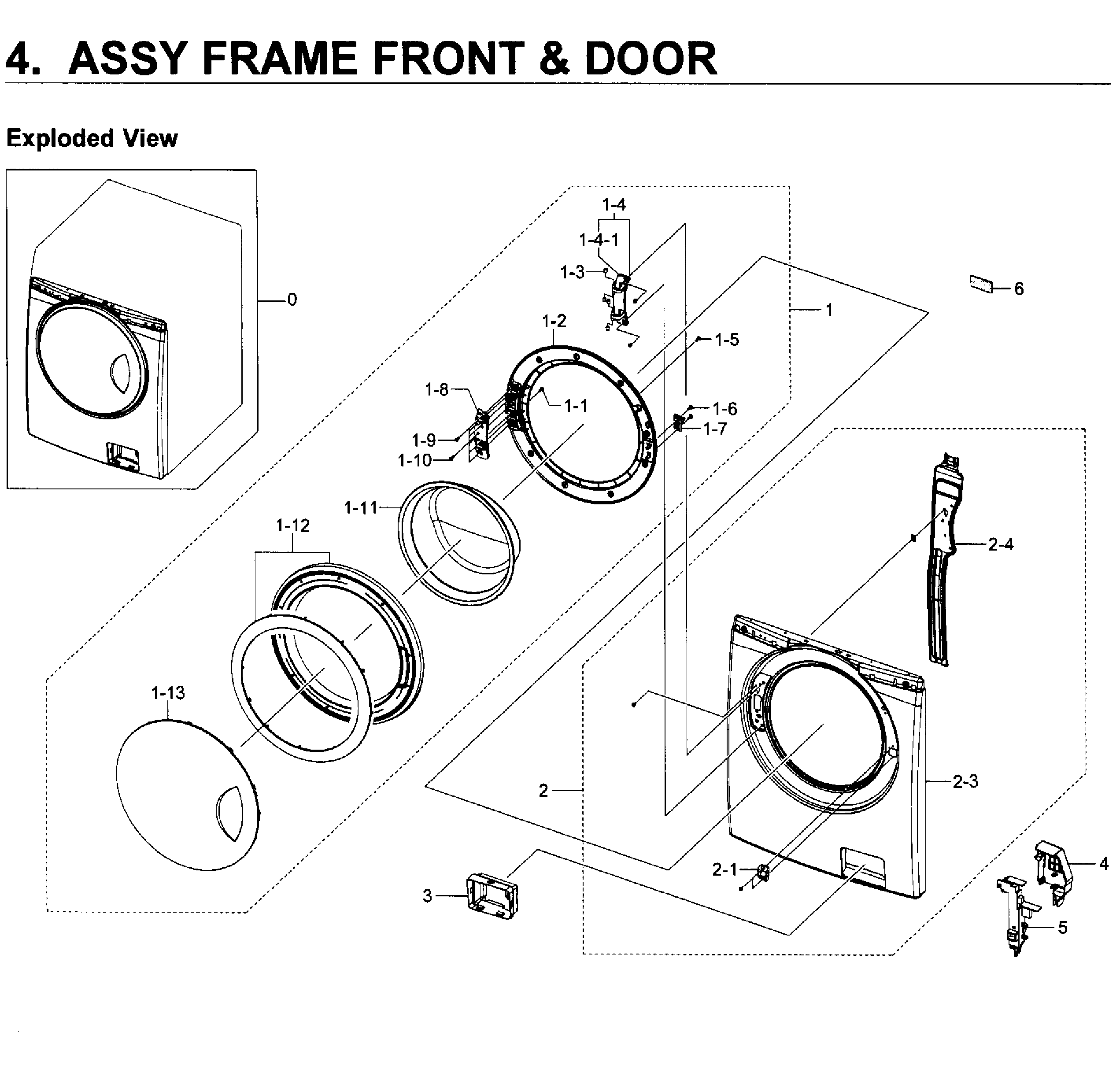 Samsung WF219ANW/XAA-01 frame front & door diagram