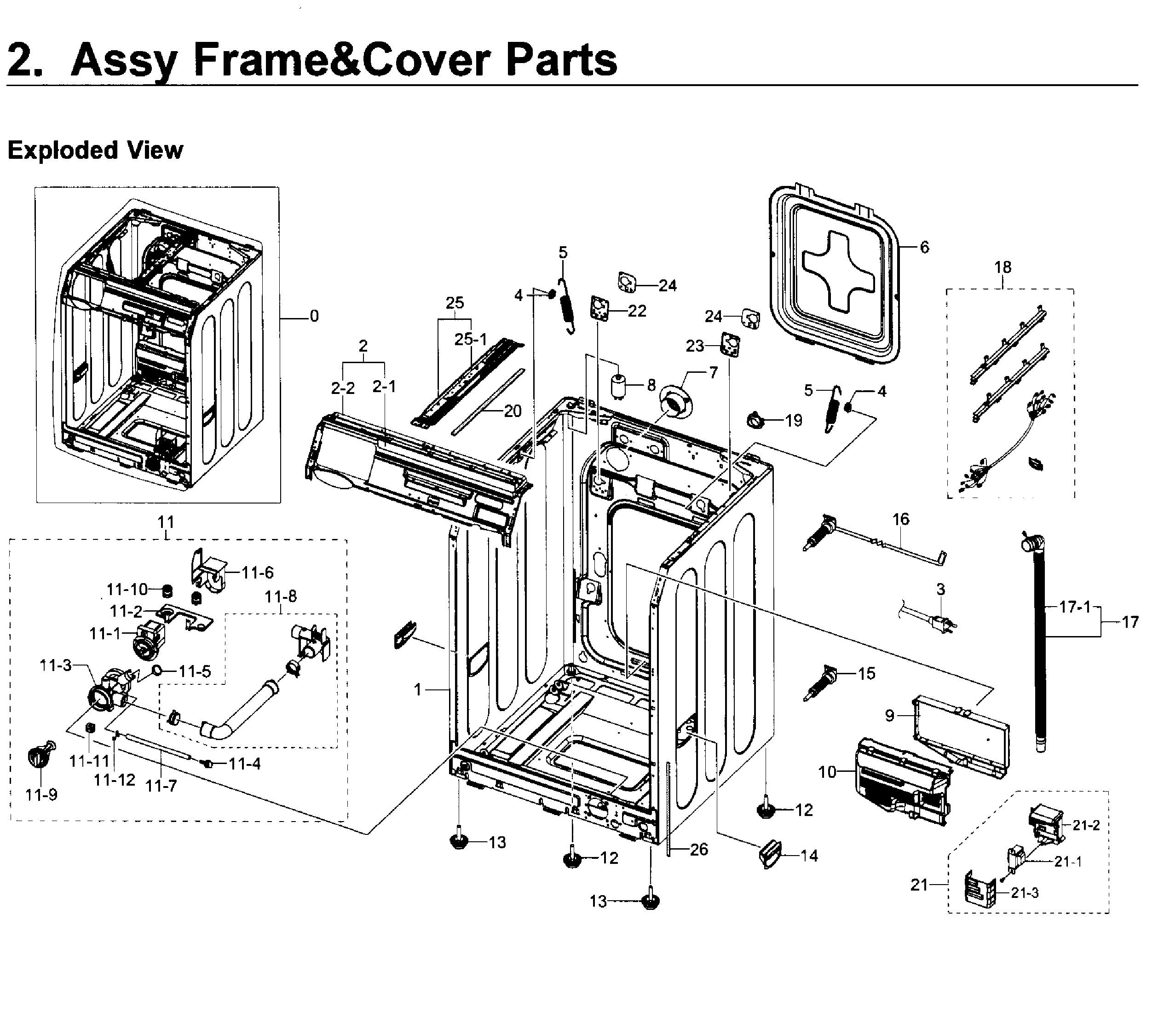 Samsung WF419AAW/XAA-02 frame & cover parts diagram