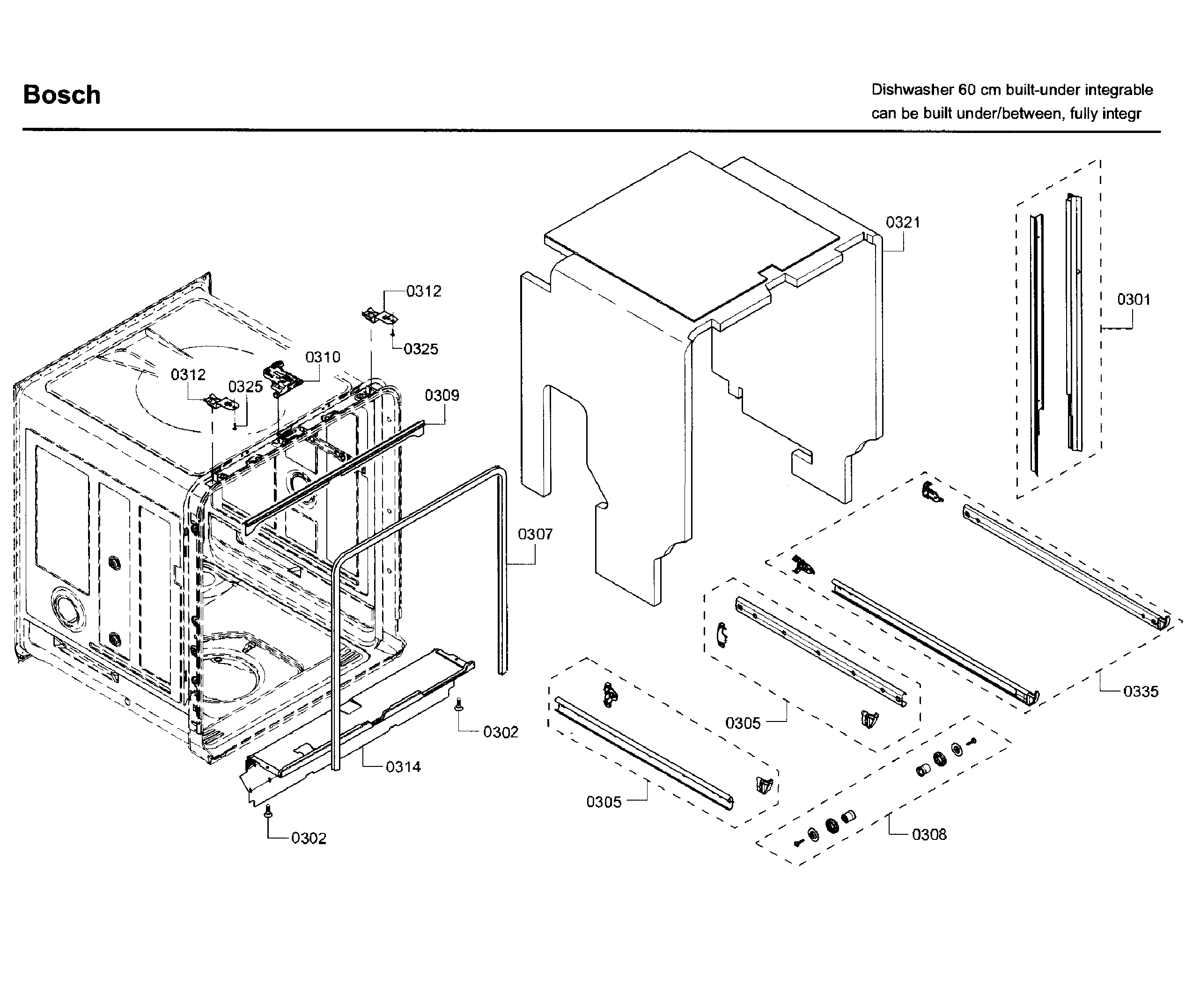 Bosch SHV68TL3UC/07 frame parts diagram