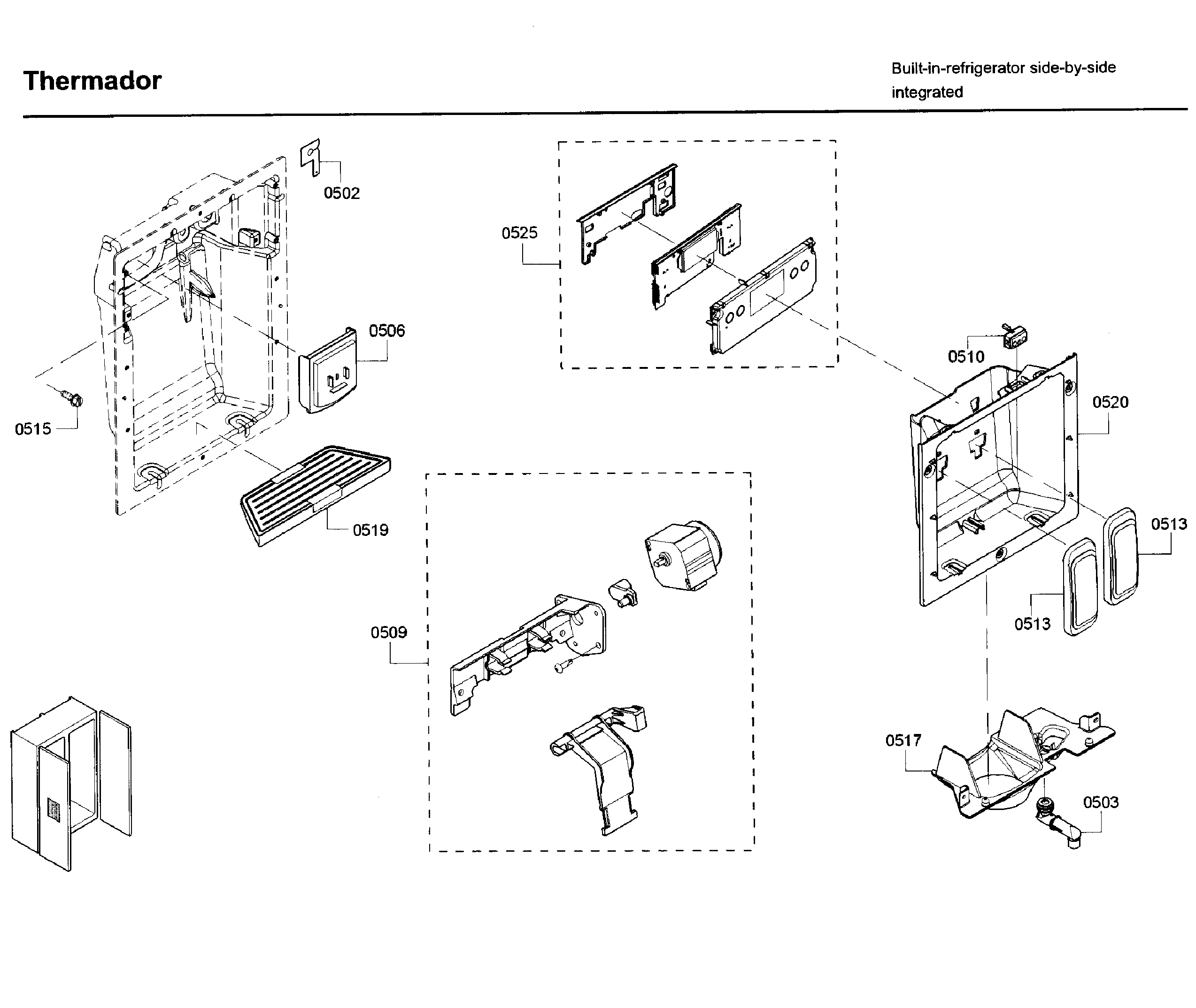 Thermador T42BD820NS/01 dispenser asy diagram