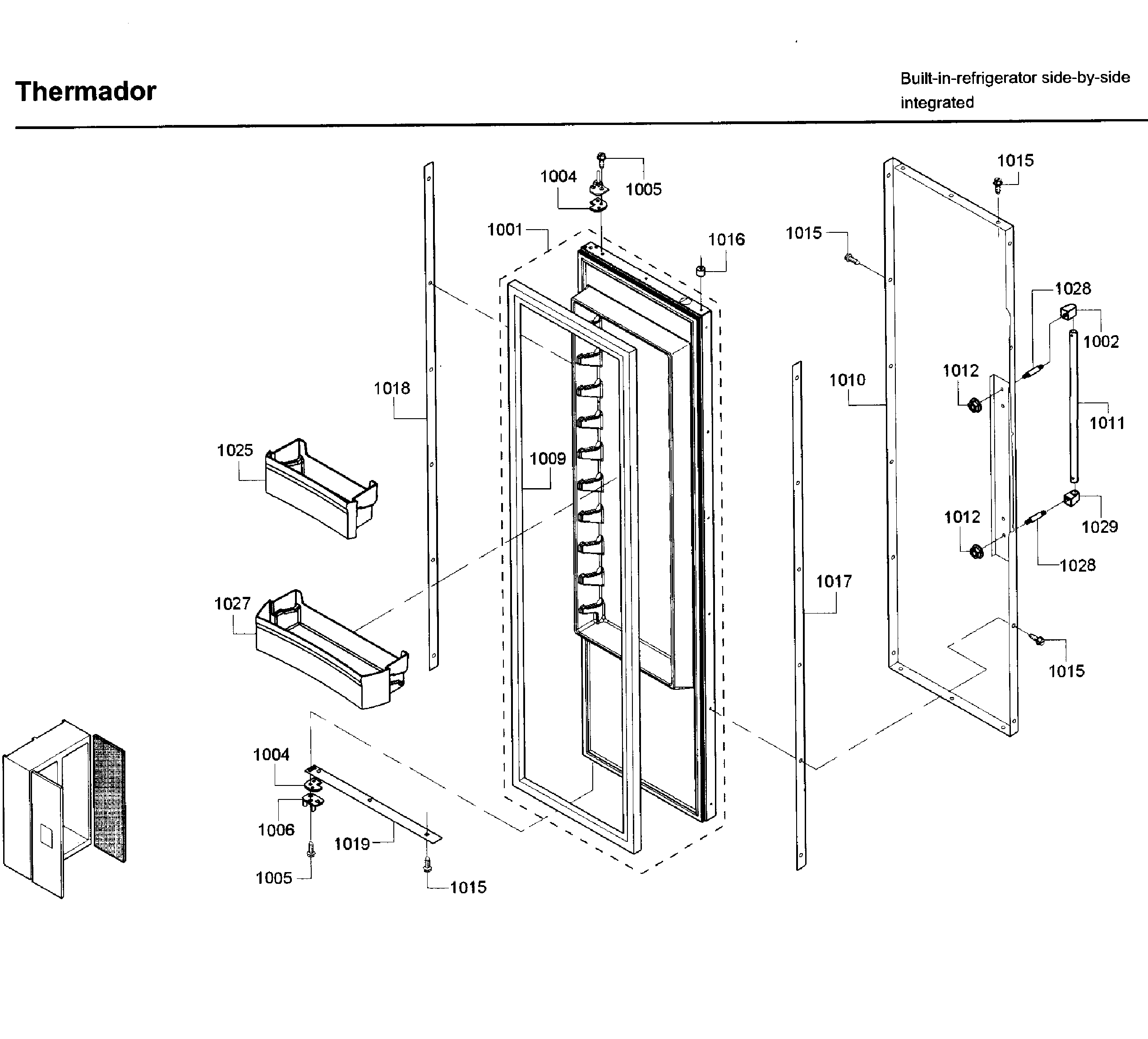 Thermador T42BD820NS/01 door asy 1 diagram