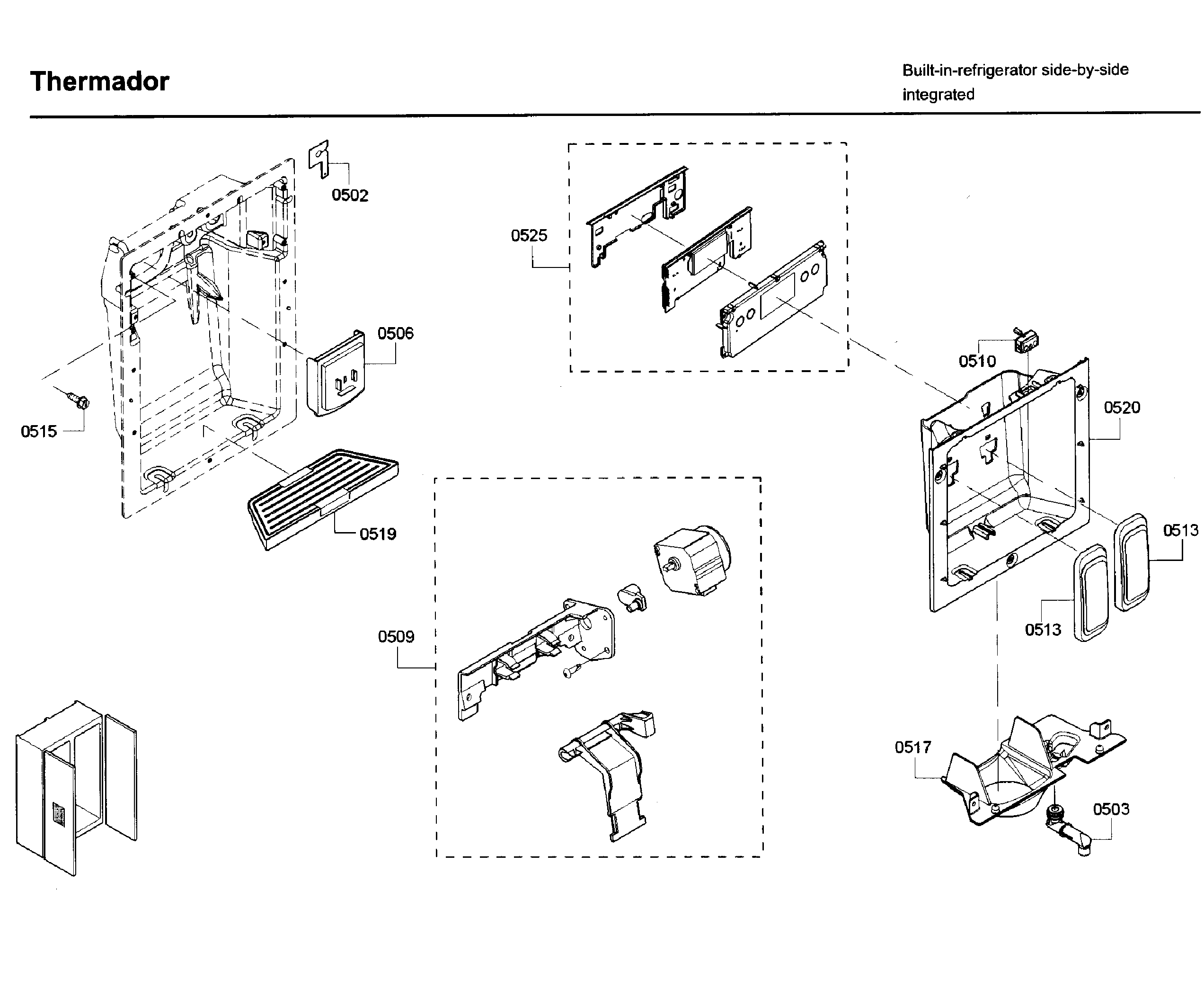 Thermador T42BD820NS/02 dispenser asy diagram