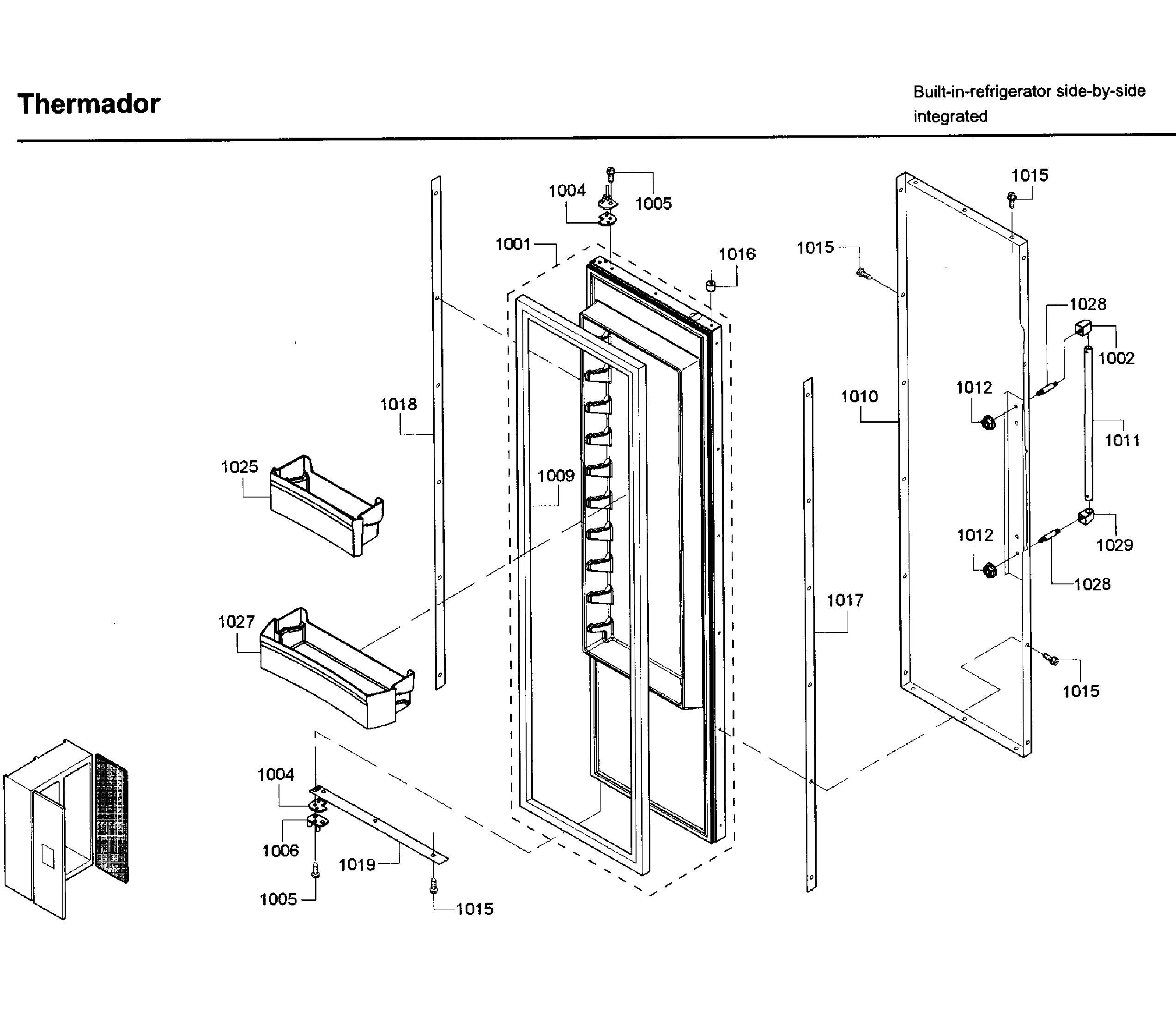 Thermador T42BD820NS/02 door asy 1 diagram