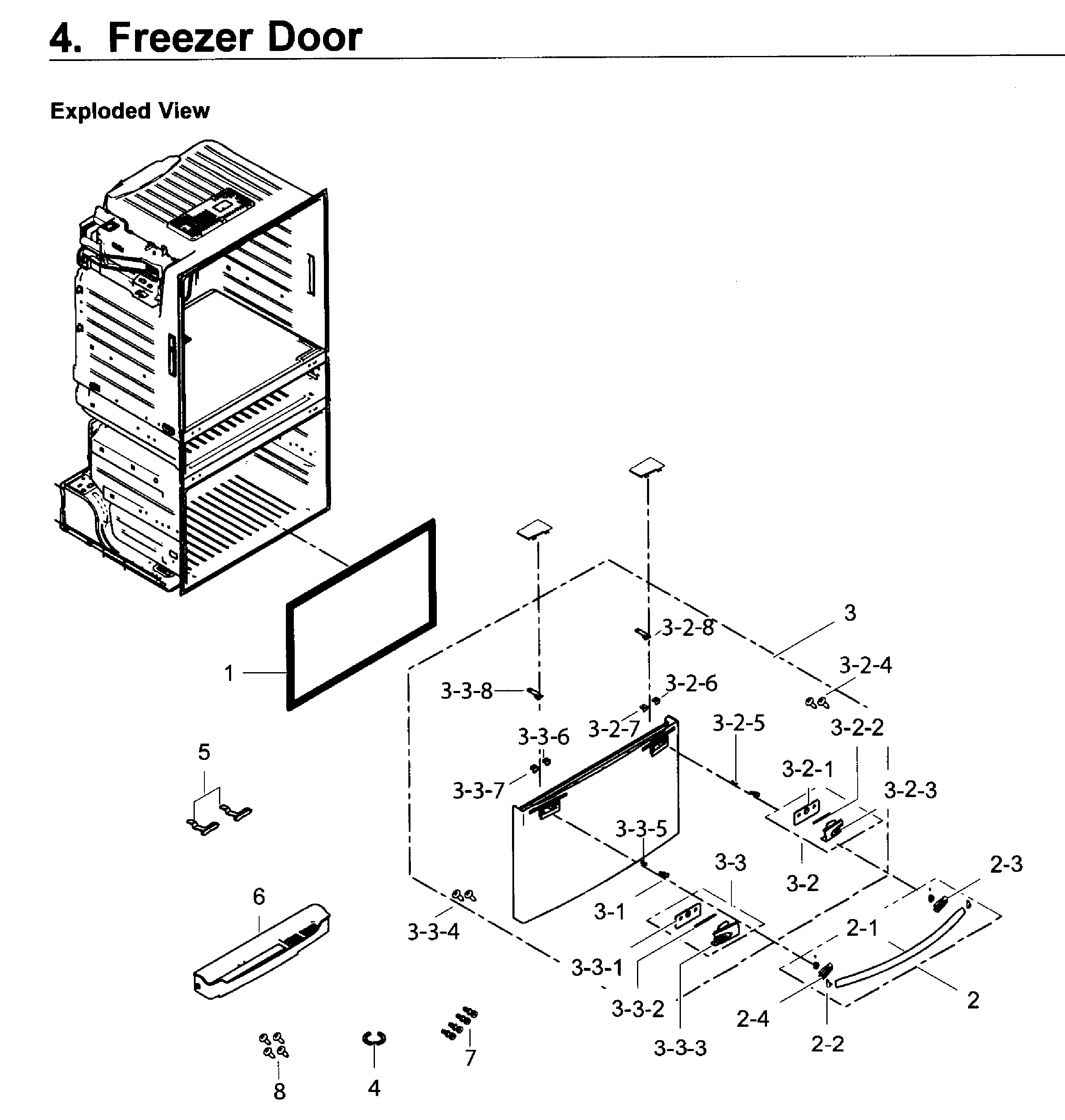 Samsung RF25HMEDBSG/AA-00 freezer door diagram