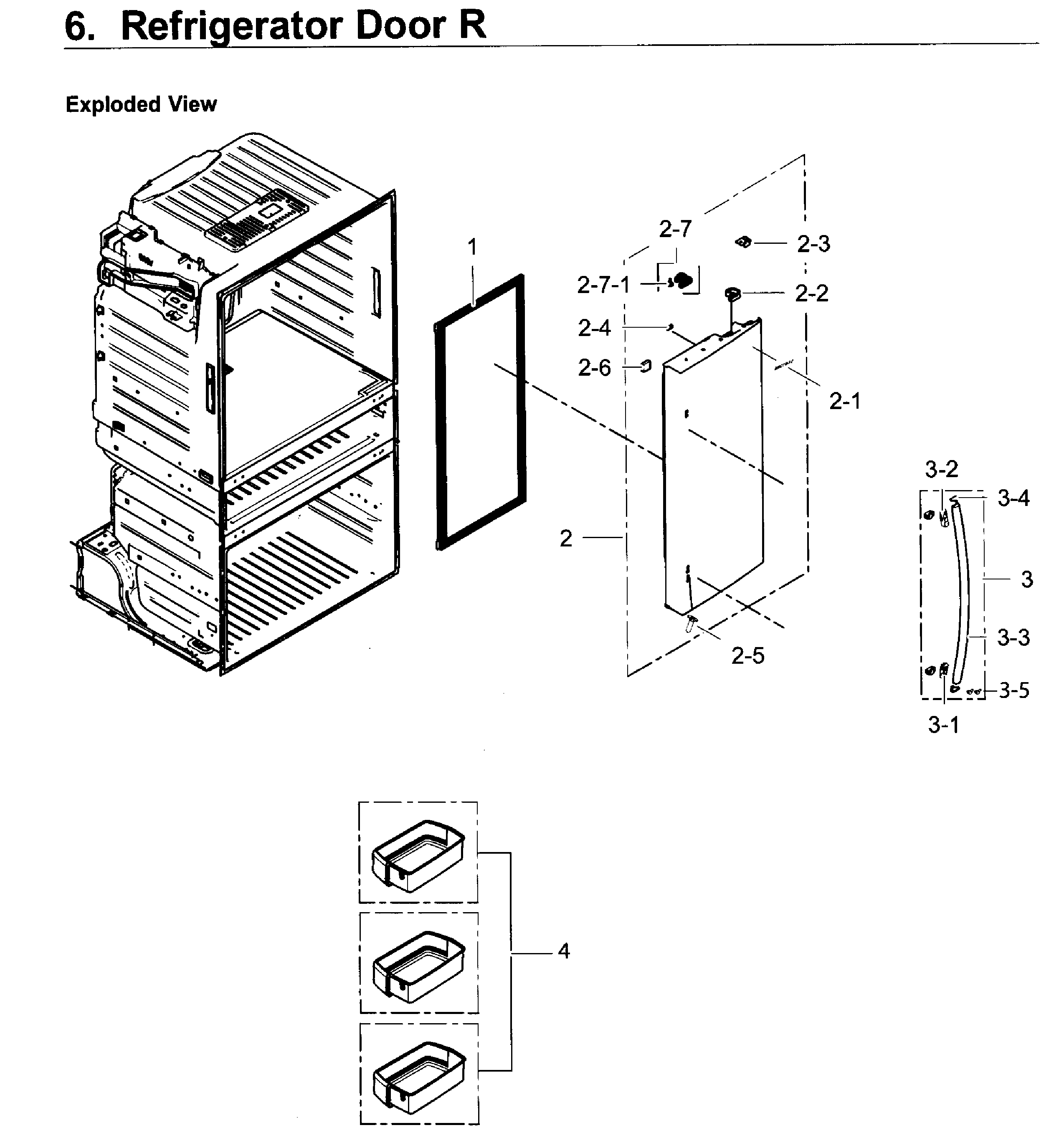 Samsung RF25HMEDBSG/AA-00 fridge door r diagram