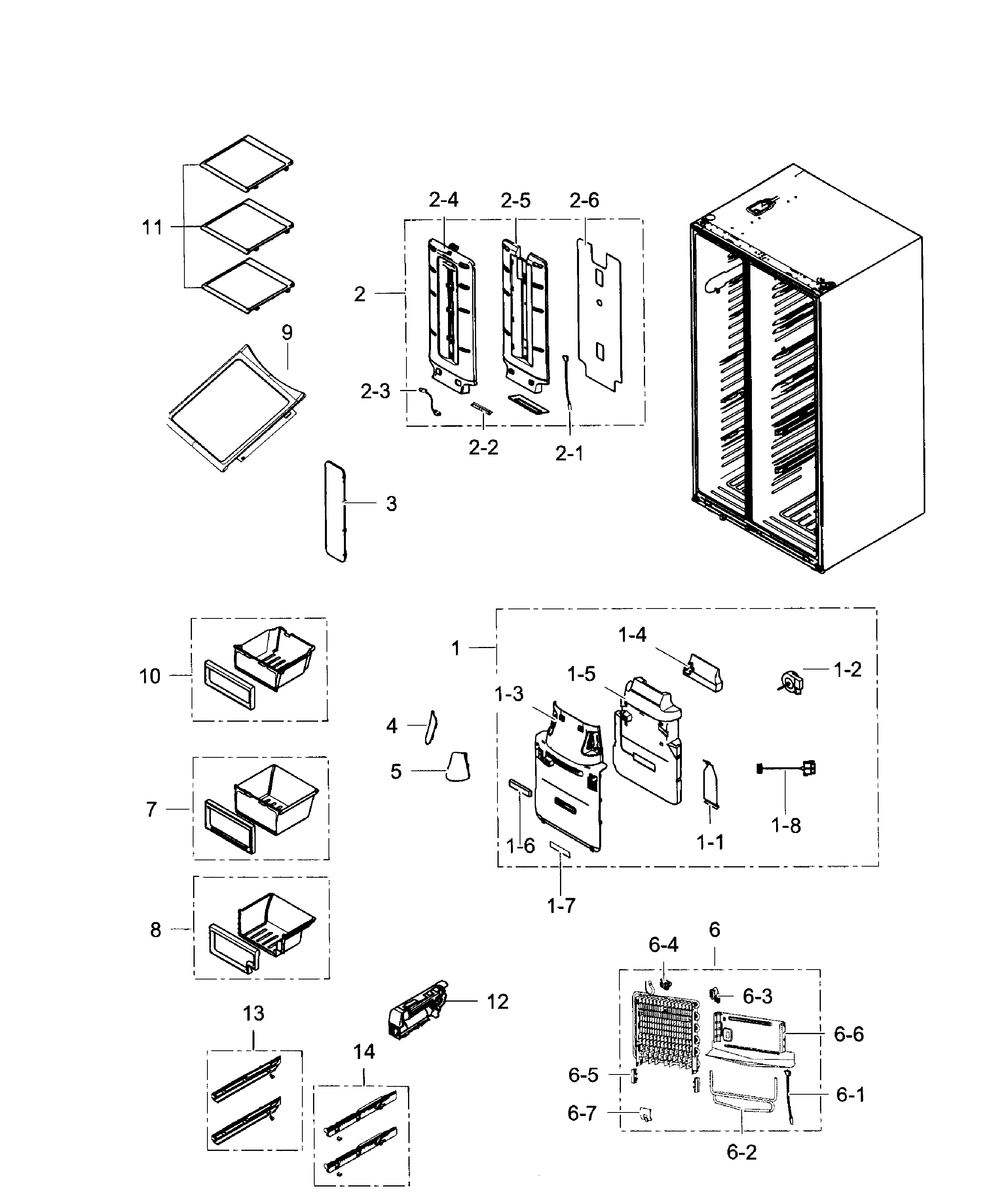 Samsung RH25H5611SG/AA-00 fridge diagram
