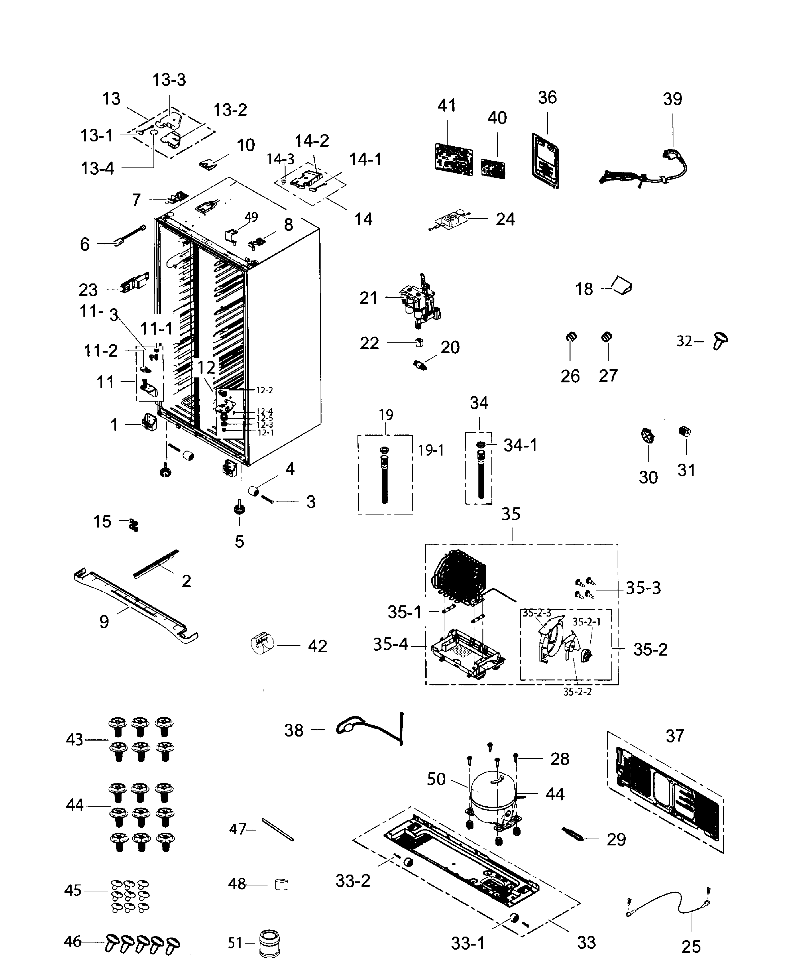 Samsung RH25H5611SG/AA-00 cabinet diagram