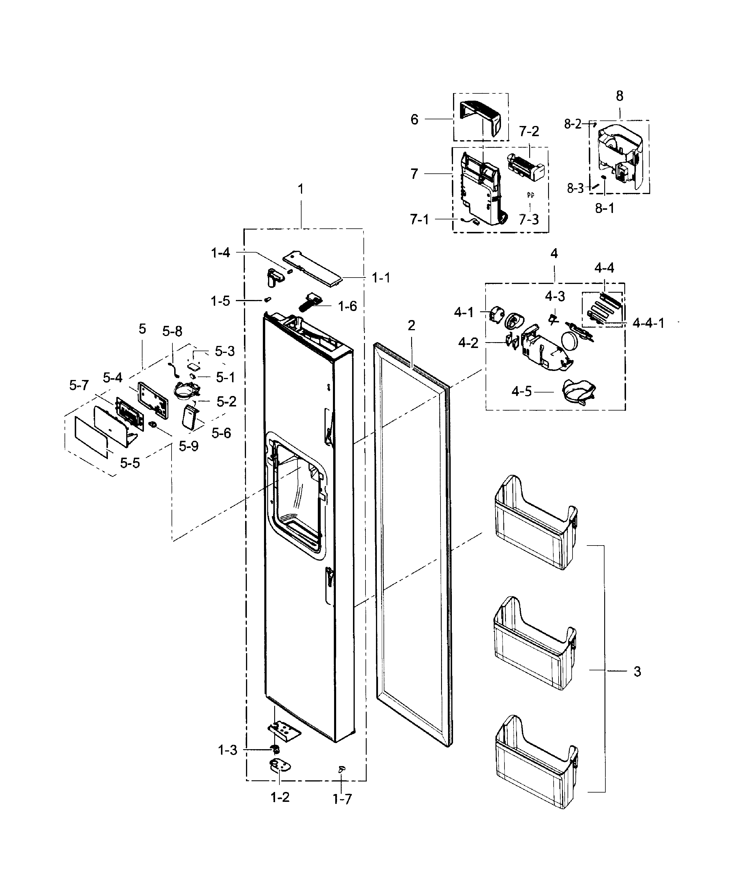 Samsung RH25H5611SG/AA-00 freezer door diagram