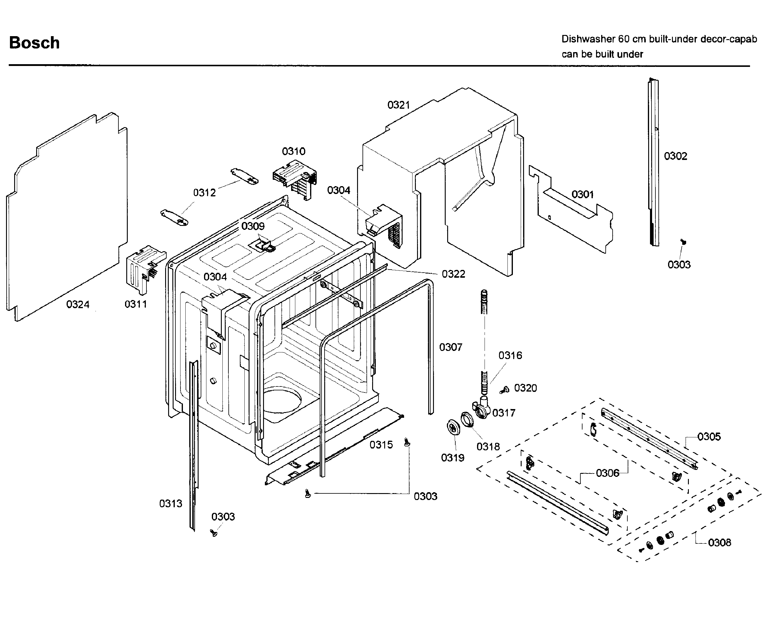 Bosch SHE65P05UC/58 frame diagram