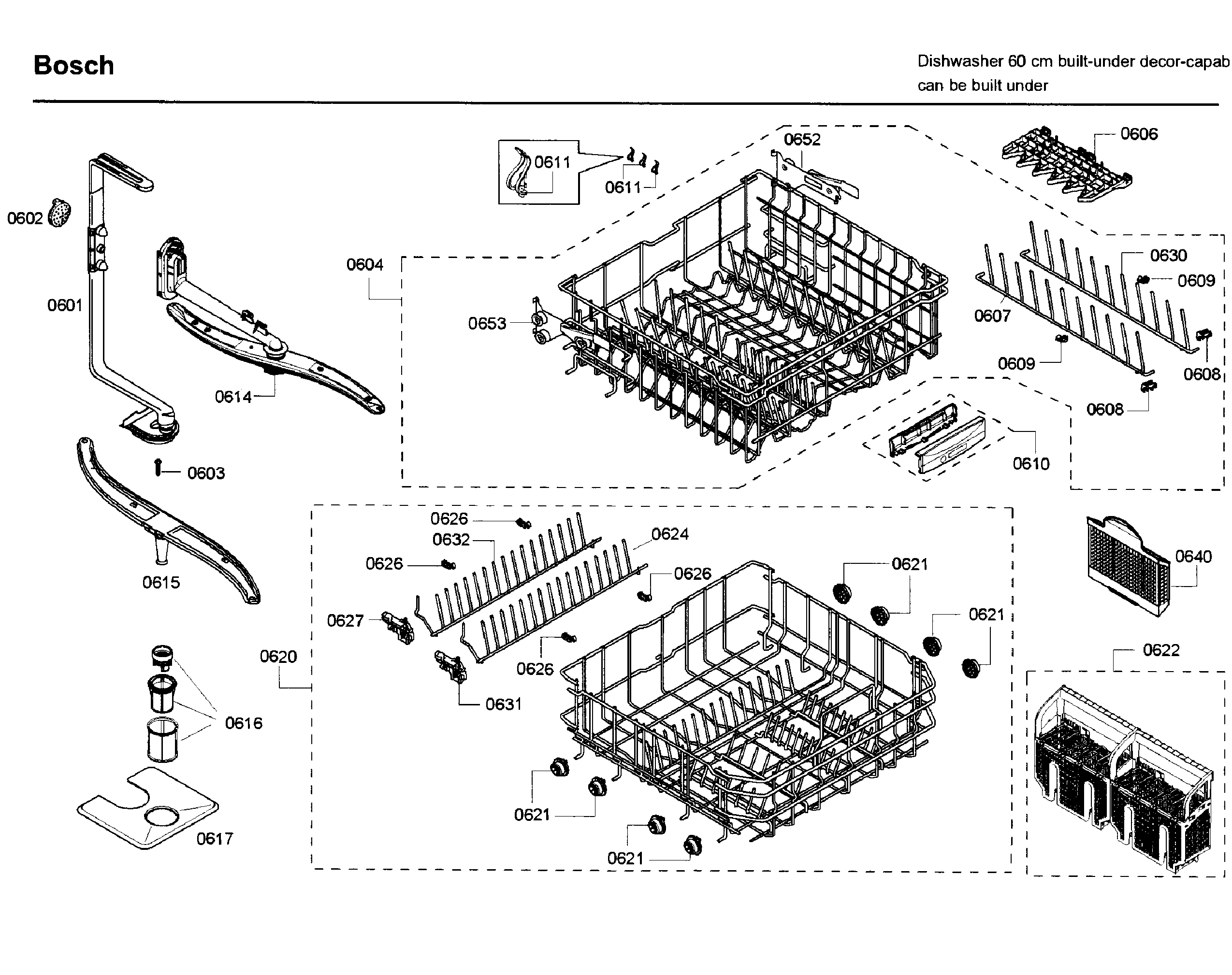 Bosch SHE65P05UC/58 rack diagram