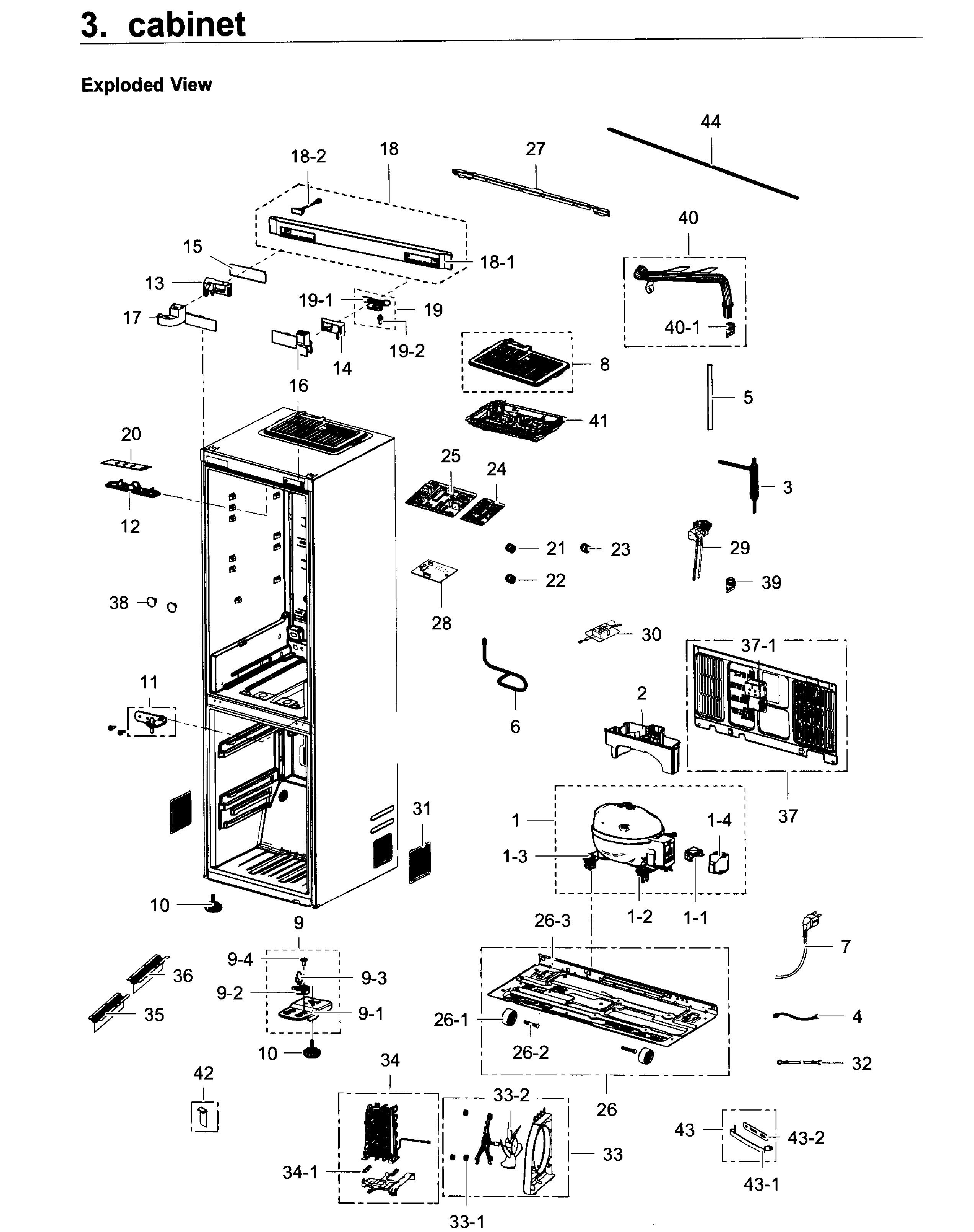 Samsung RB12J8896S4/AA-00 cabinet diagram