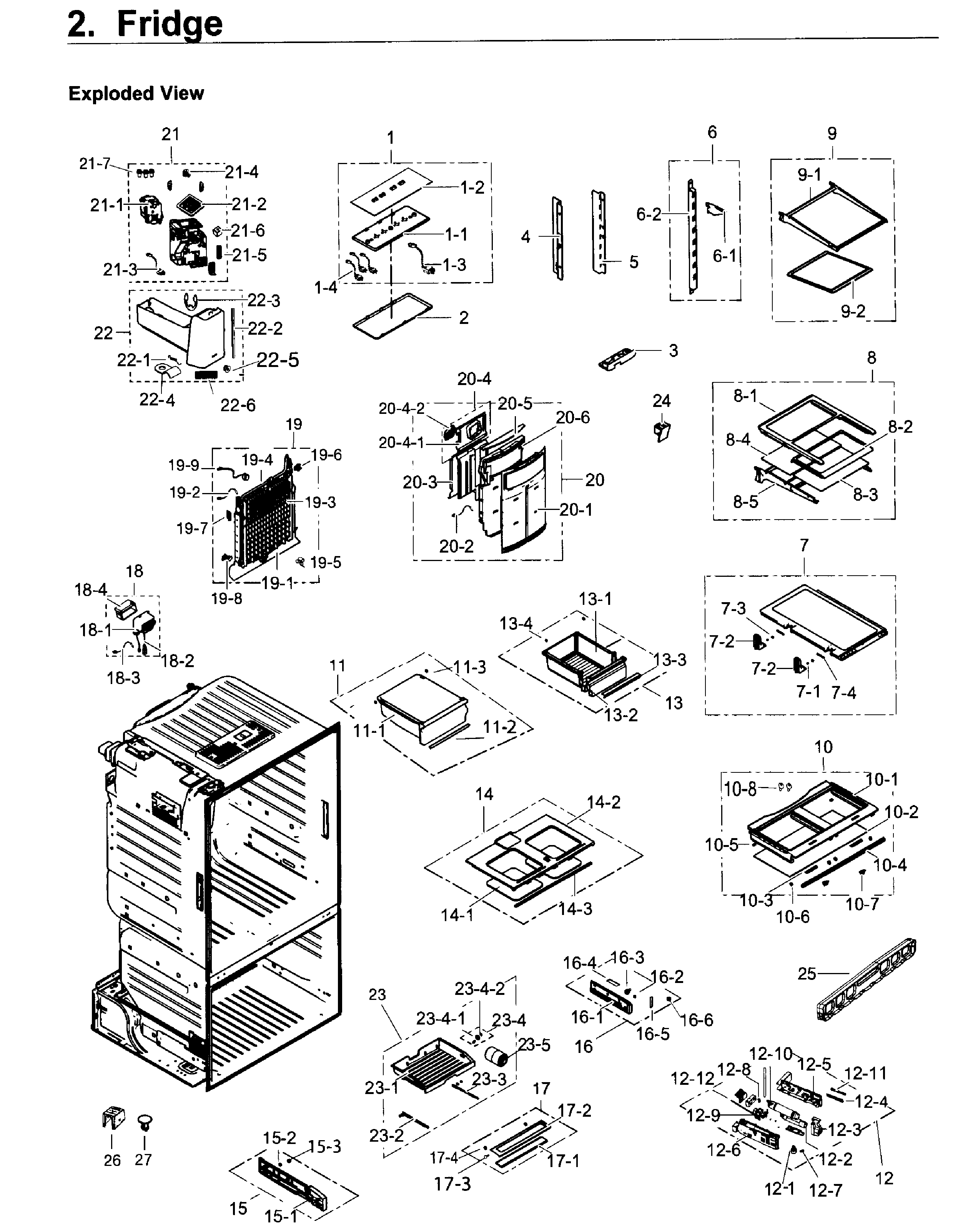 Samsung RF263TEAEWW/AA-02 fridge diagram