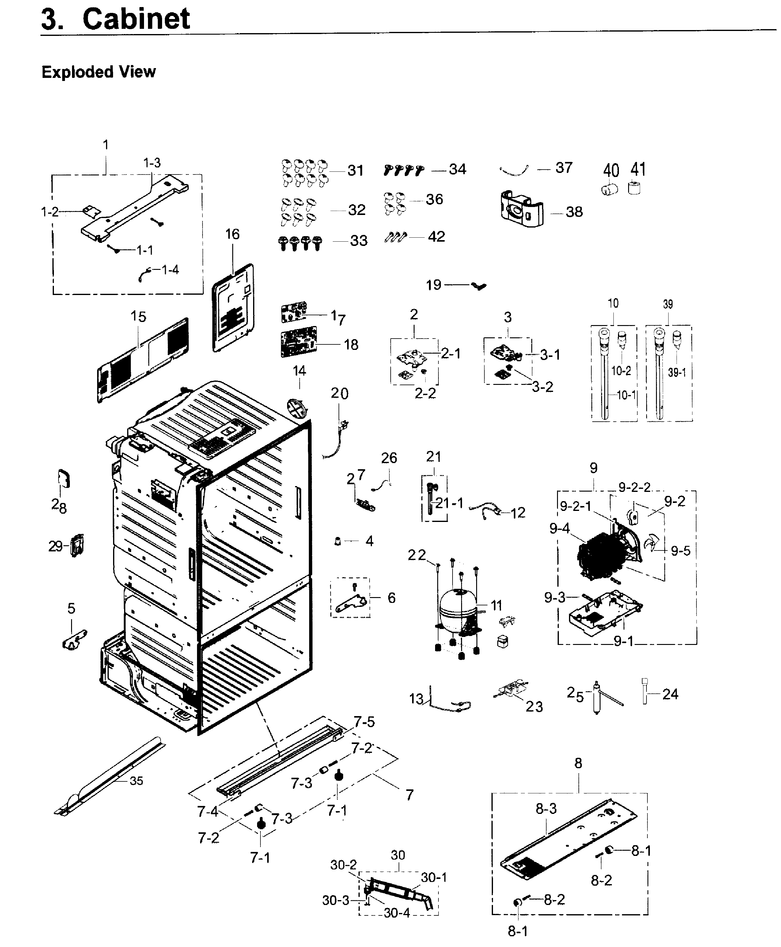 Samsung RF263TEAEWW/AA-02 cabinet diagram