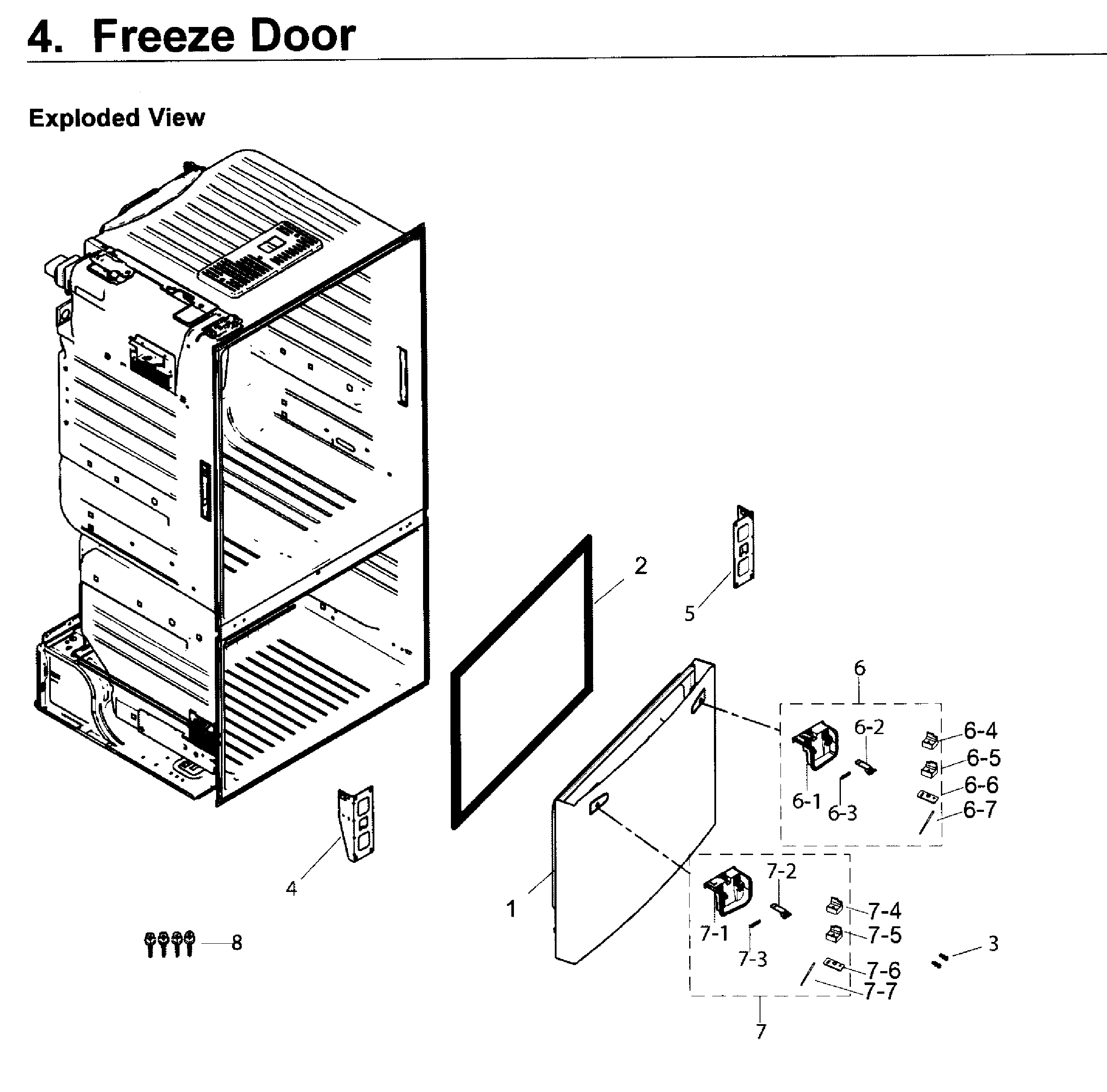 Samsung RF263TEAEWW/AA-02 freezer door diagram