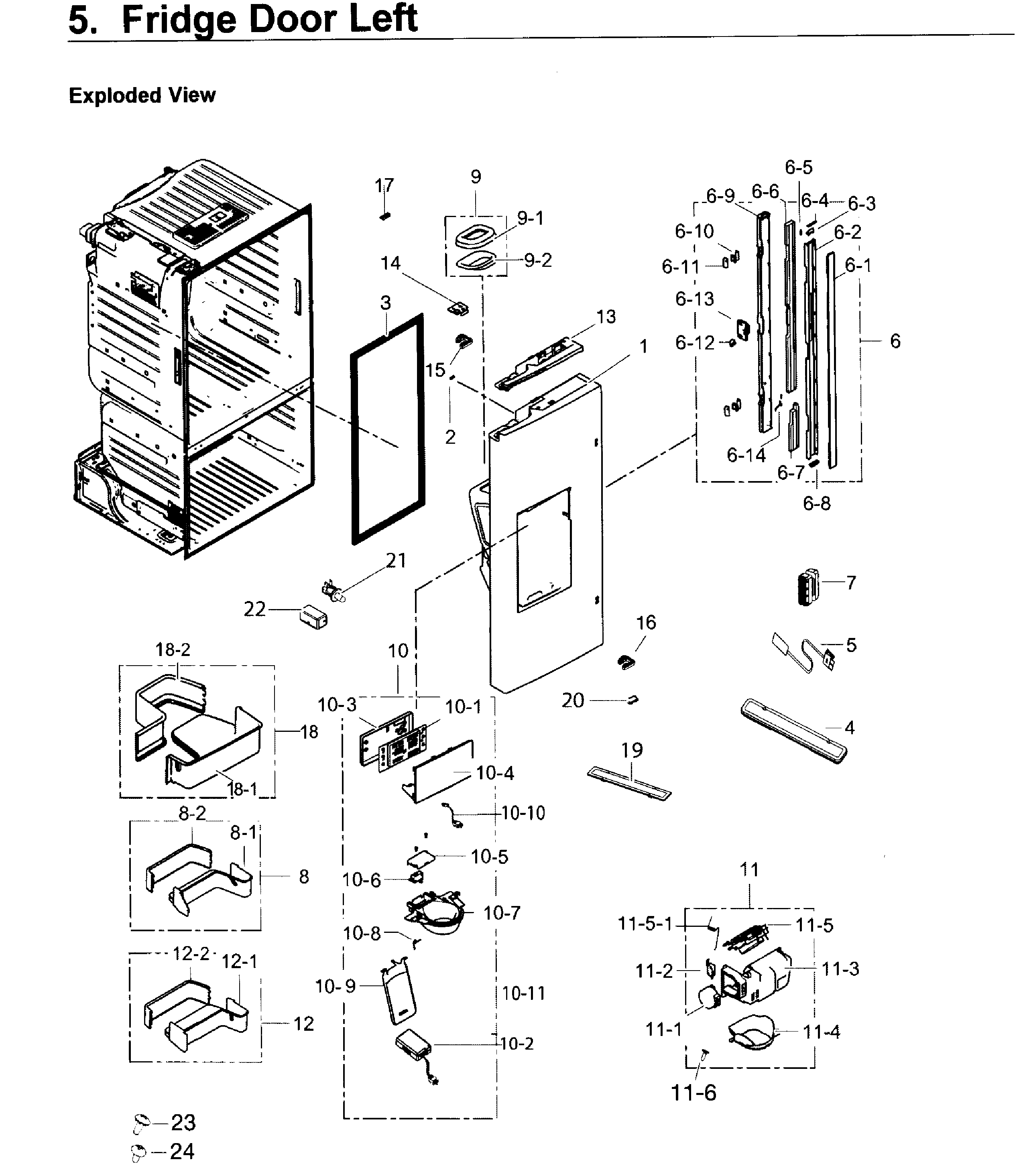 Samsung RF263TEAEWW/AA-02 fridge door l diagram