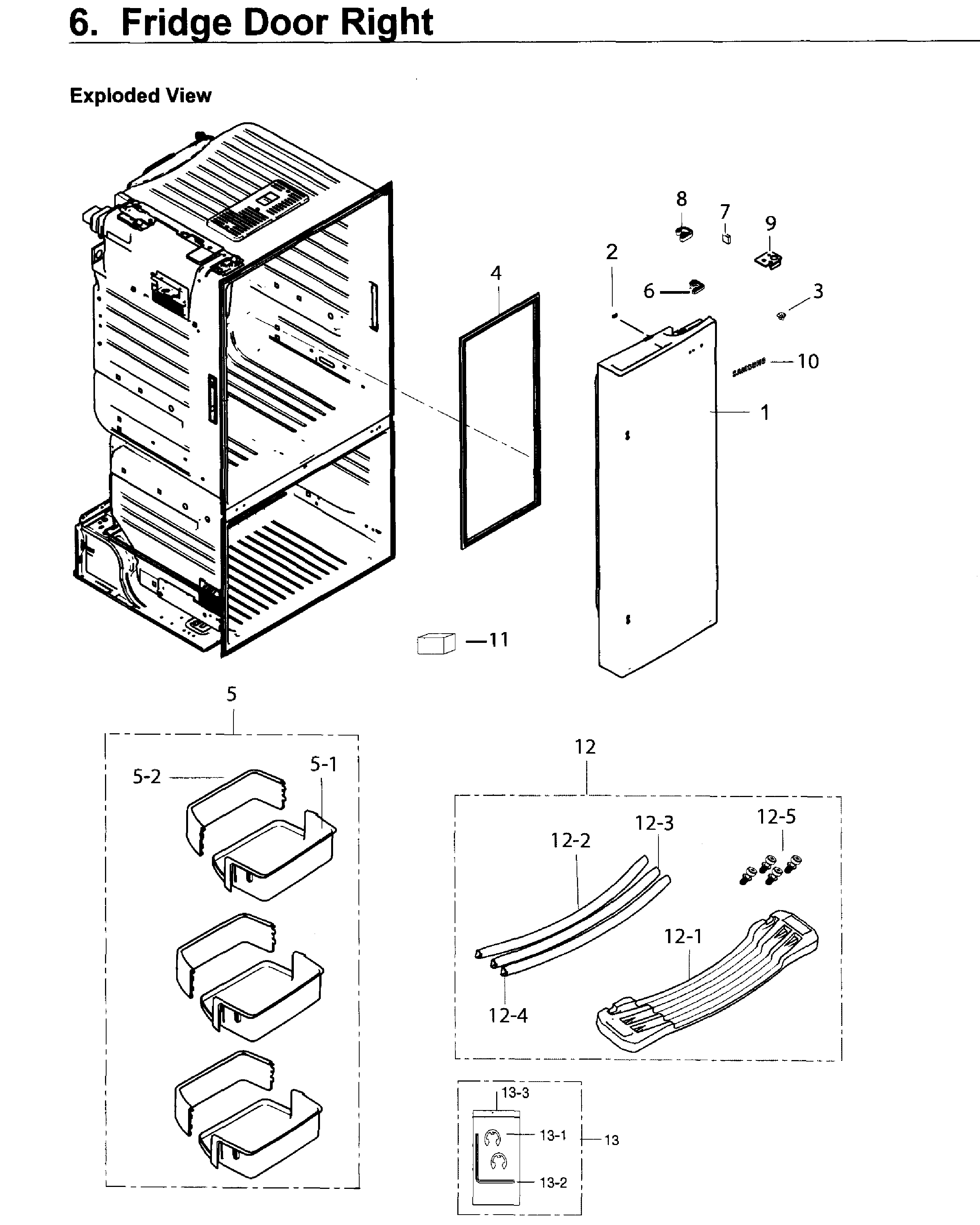 Samsung RF263TEAEWW/AA-02 fridge door r diagram