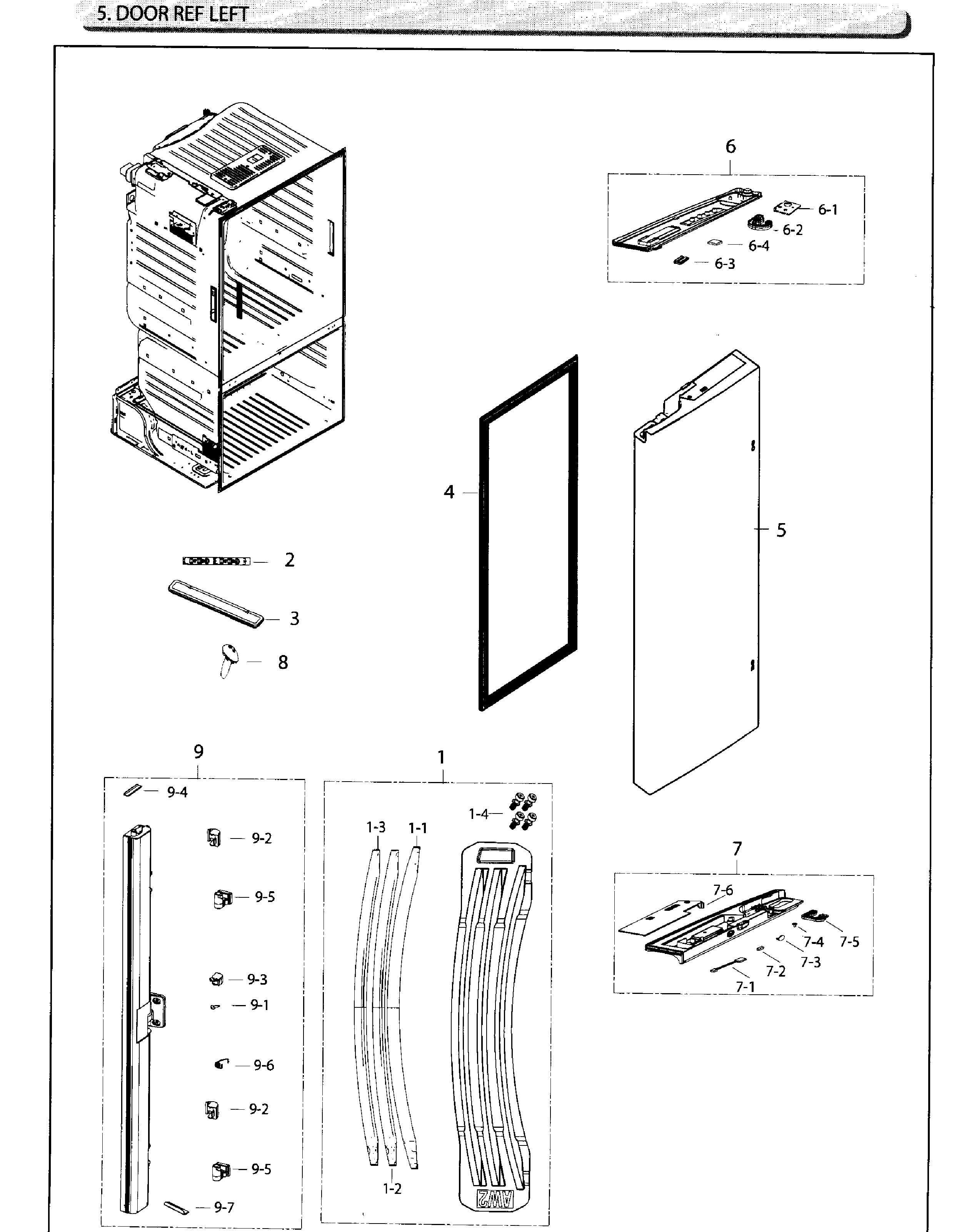 Samsung RF26HFENDSR/AA-03 fridge door l diagram