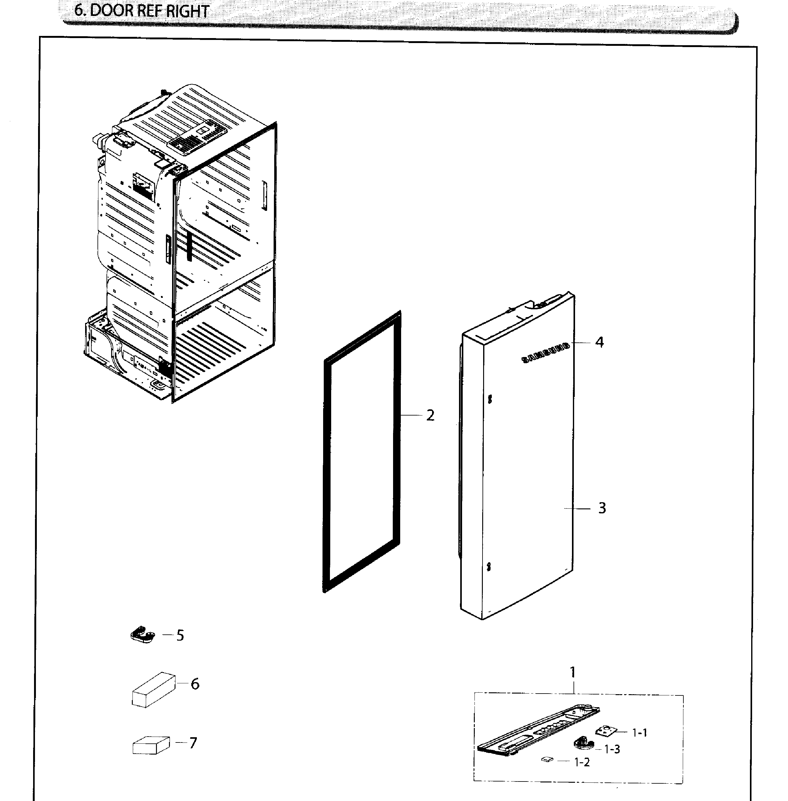 Samsung RF26HFENDSR/AA-03 fridge door r diagram